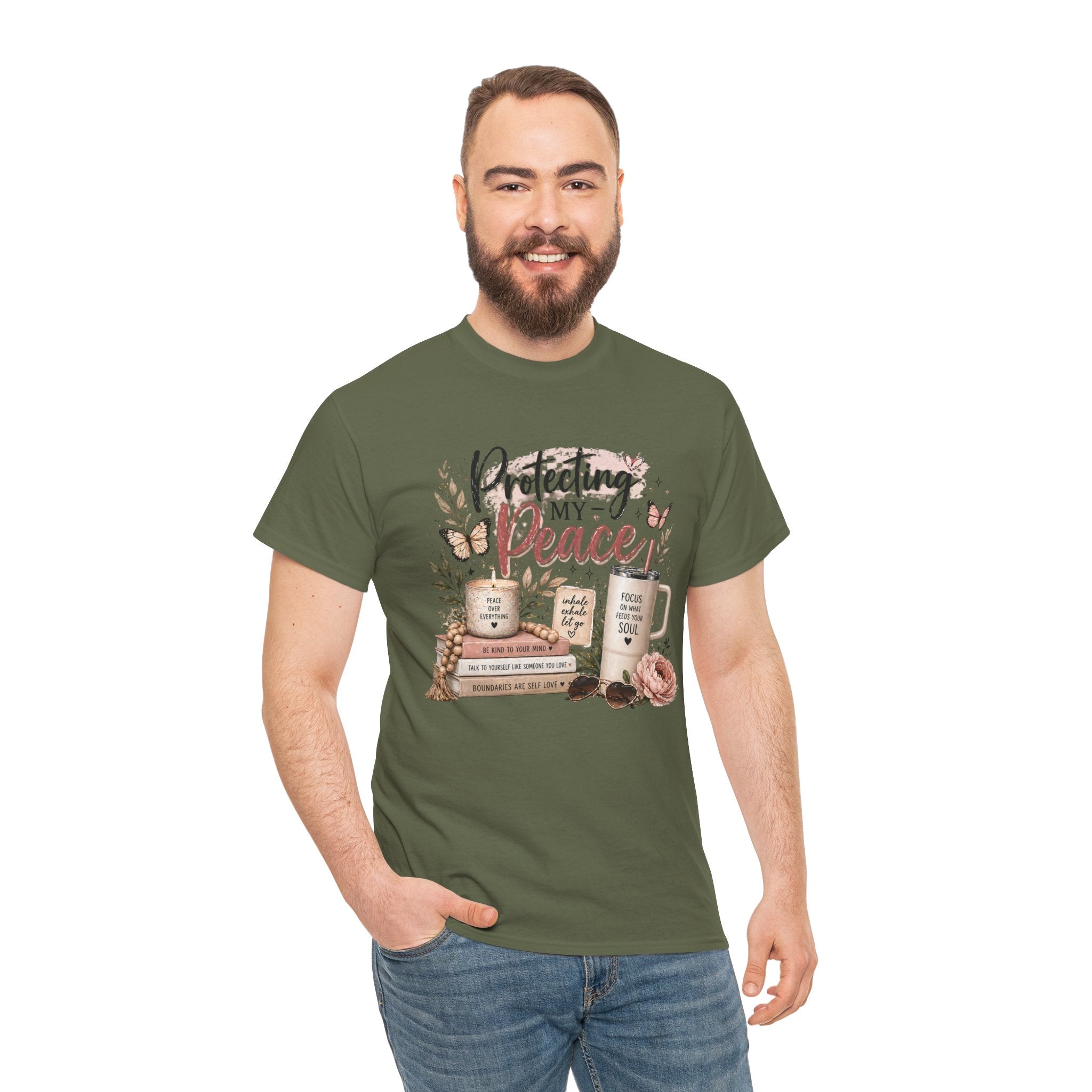 Protecting My Peace T-Shirt — Cozy Floral Coffee & Book Graphic Tee