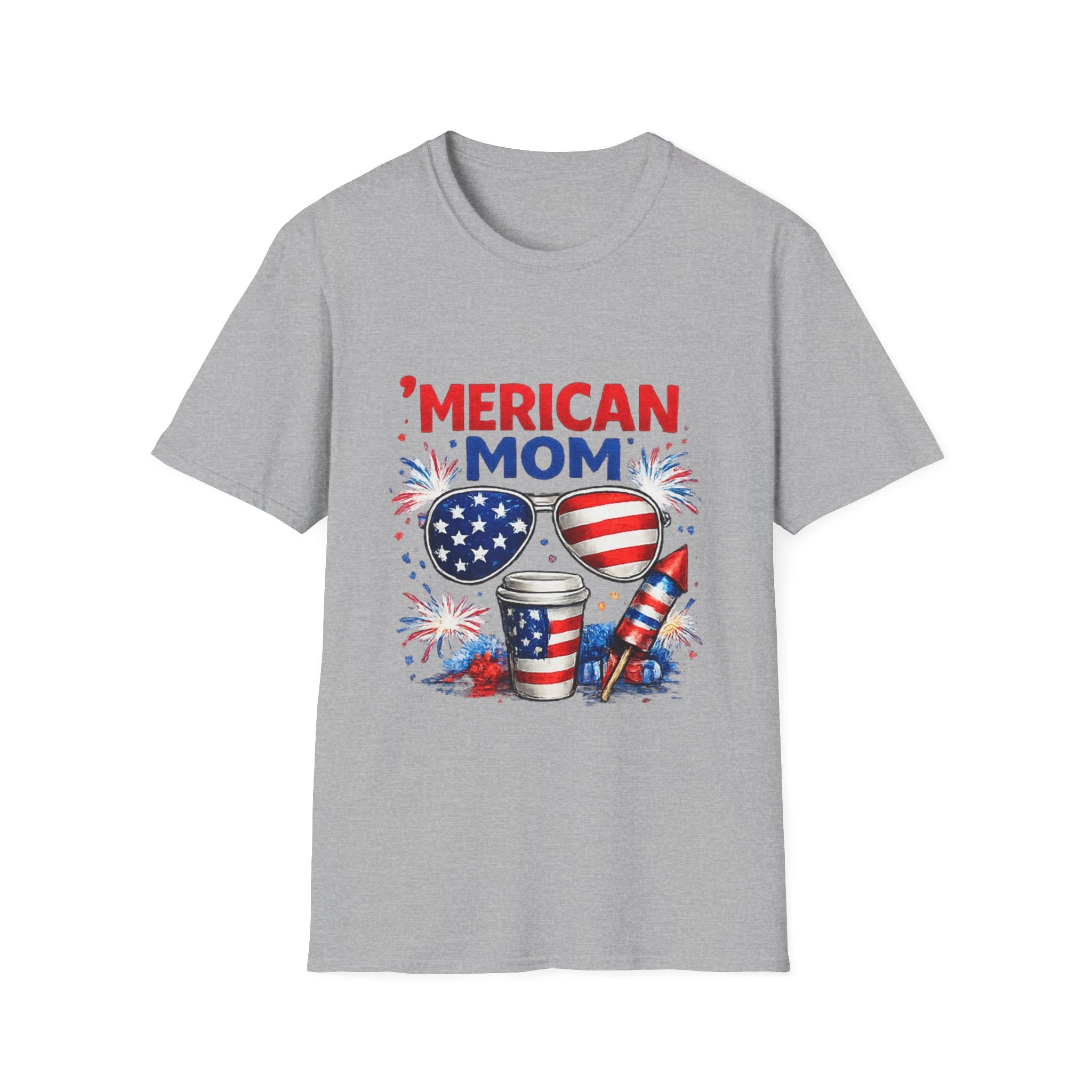 'Merican Mom T-Shirt — Patriotic 4th of July Graphic Tee for Moms