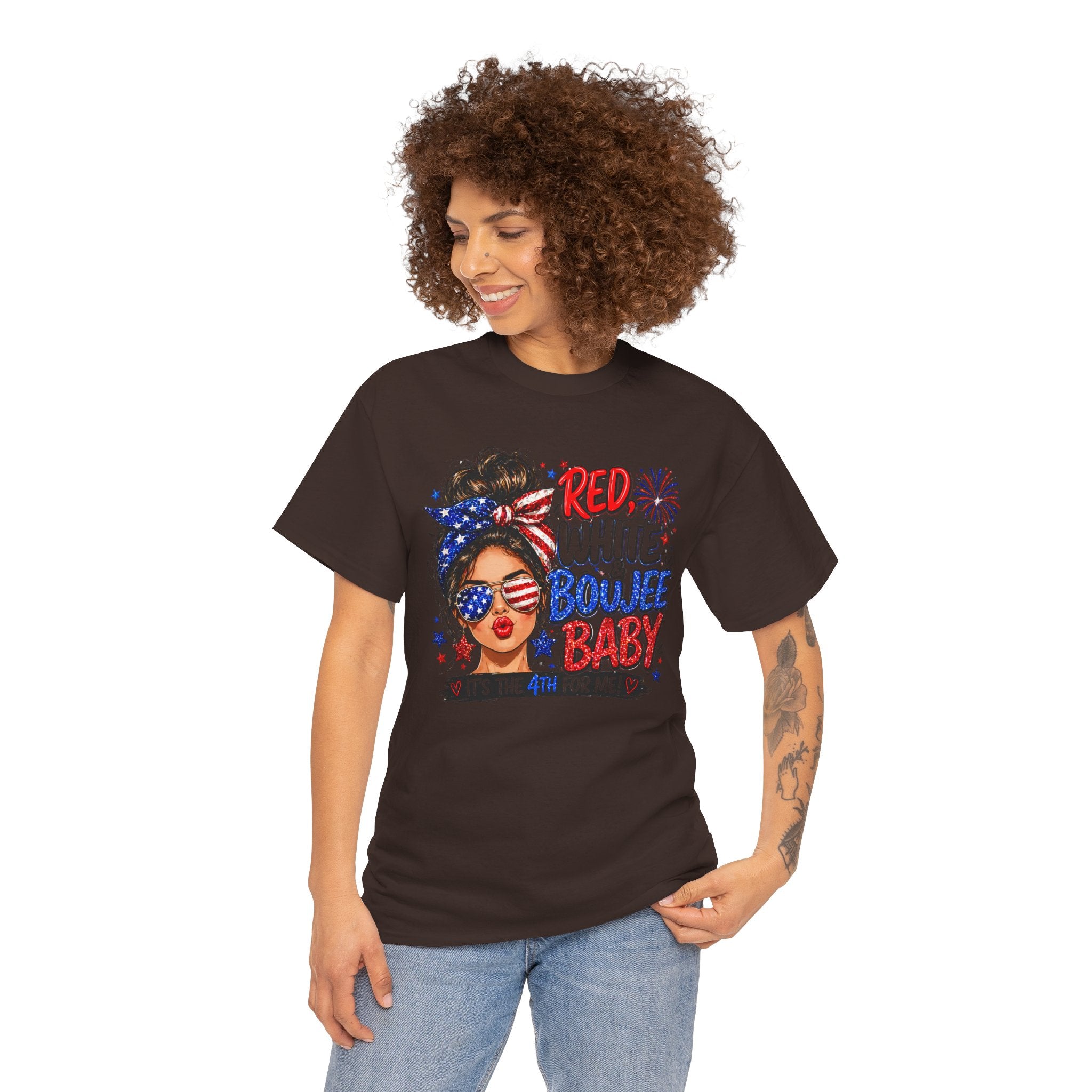 Patriotic 'Red White Boujee Baby' Tee – 4th of July Women's Graphic Shirt