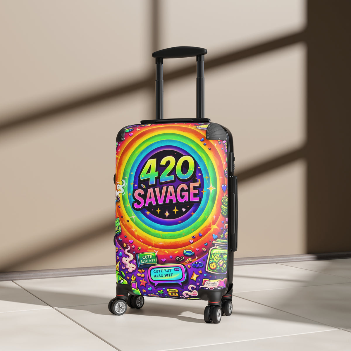 Suitcase — 420 Savage Colorful Rolling Luggage (Psychedelic Rainbow Travel Case)