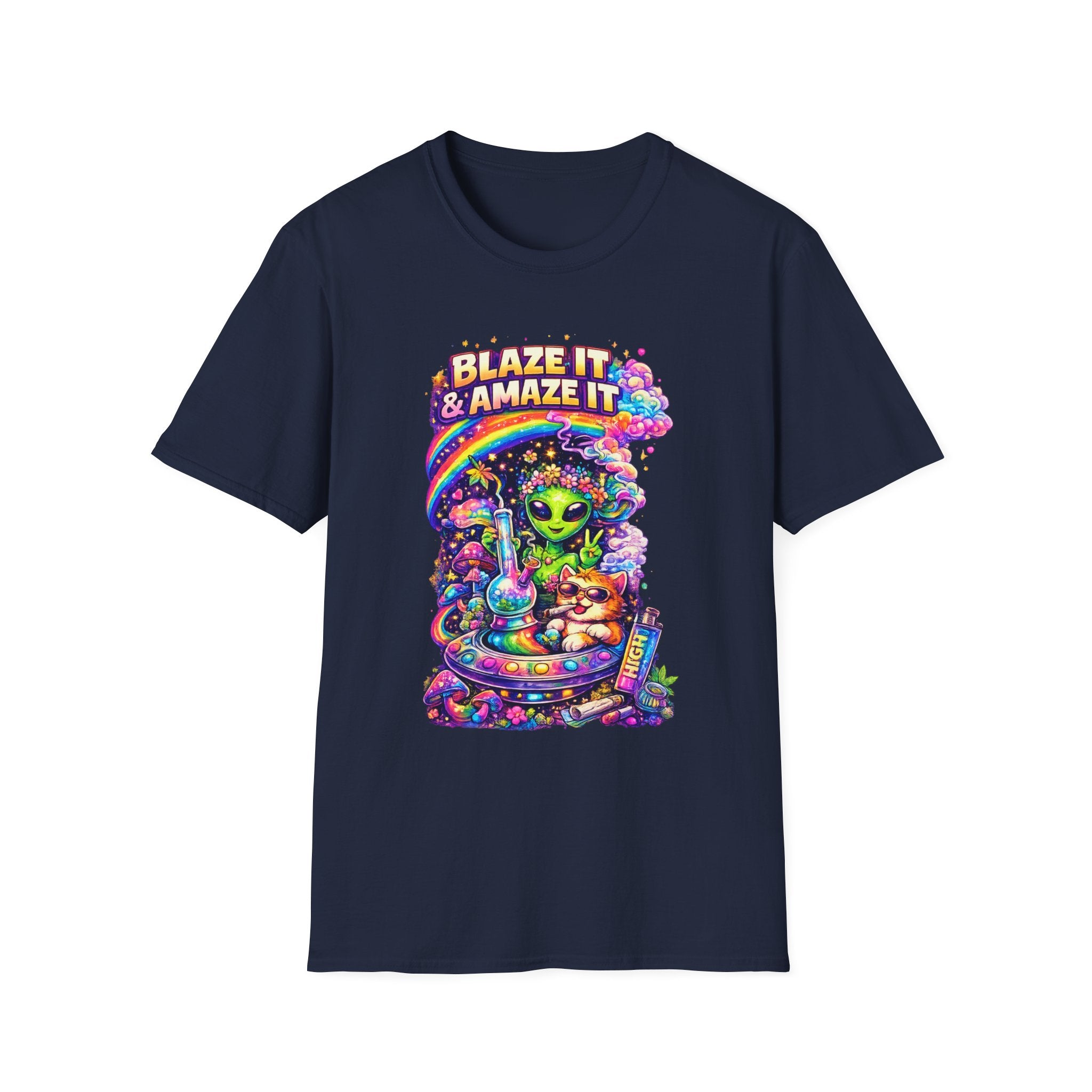Alien Rainbow Tee - "Blaze It & Amaze It" Psychedelic Graphic T-Shirt