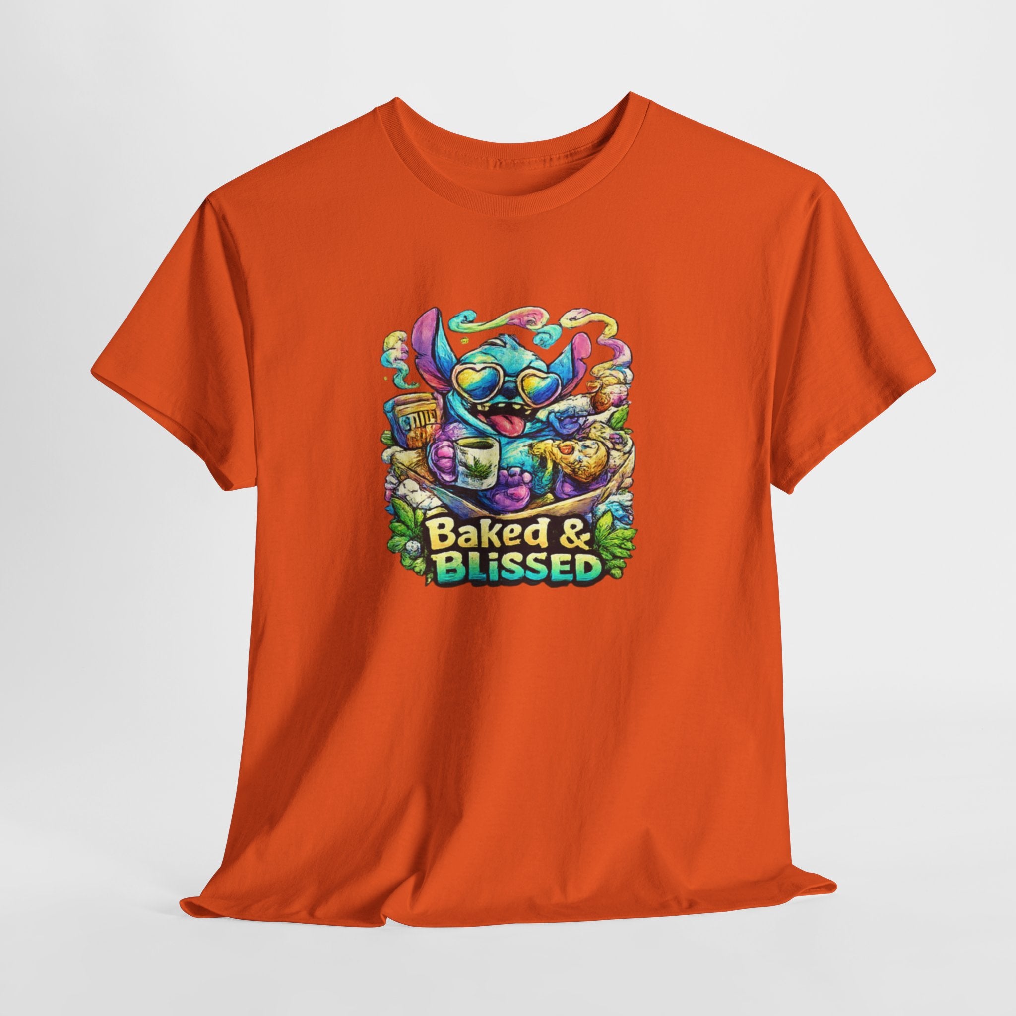 T-Shirt — Colorful 'Baked & Blissed' Cartoon Dessert Graphic Tee