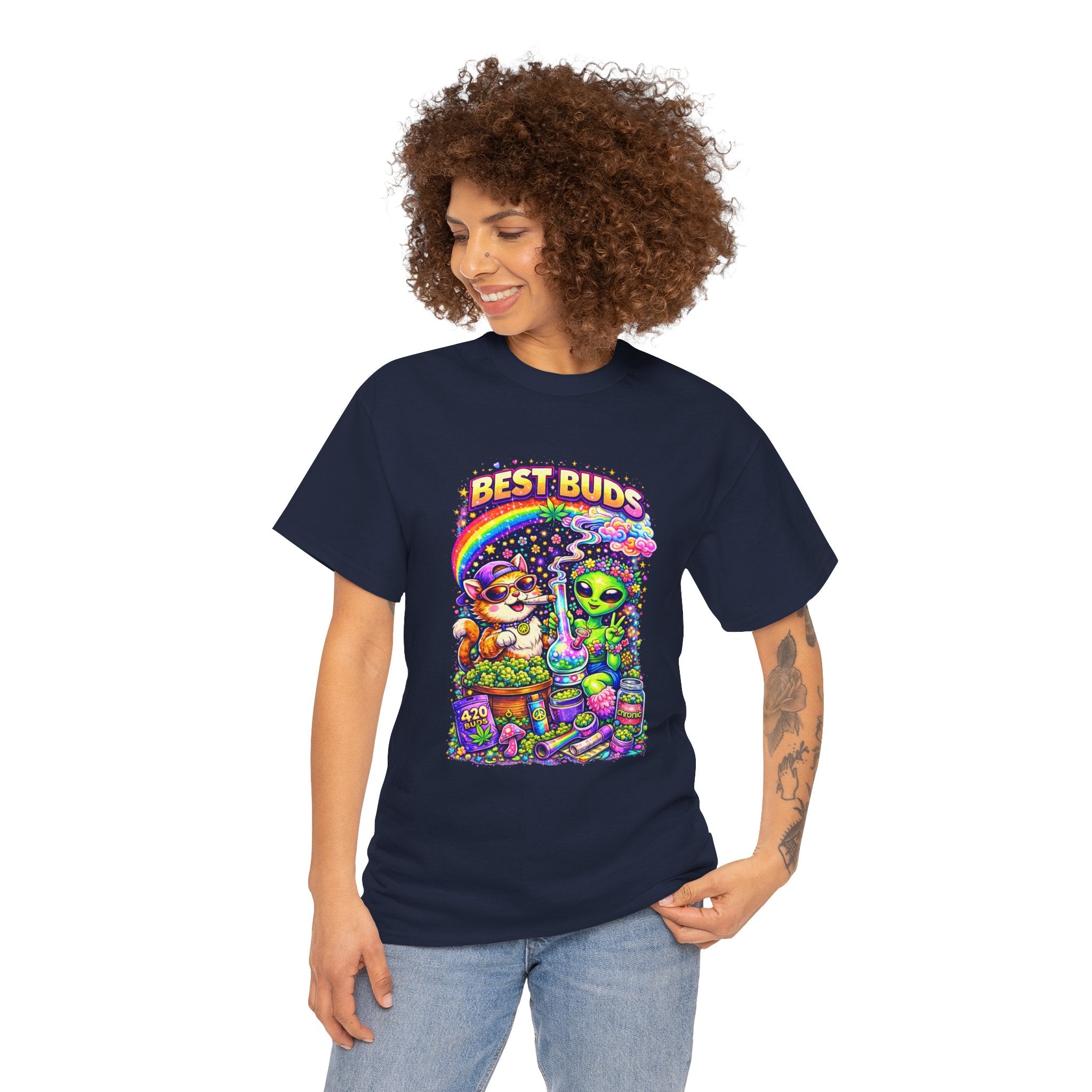 Graphic Tee — "Best Buds" Cute Alien & Mushroom Friends T-Shirt