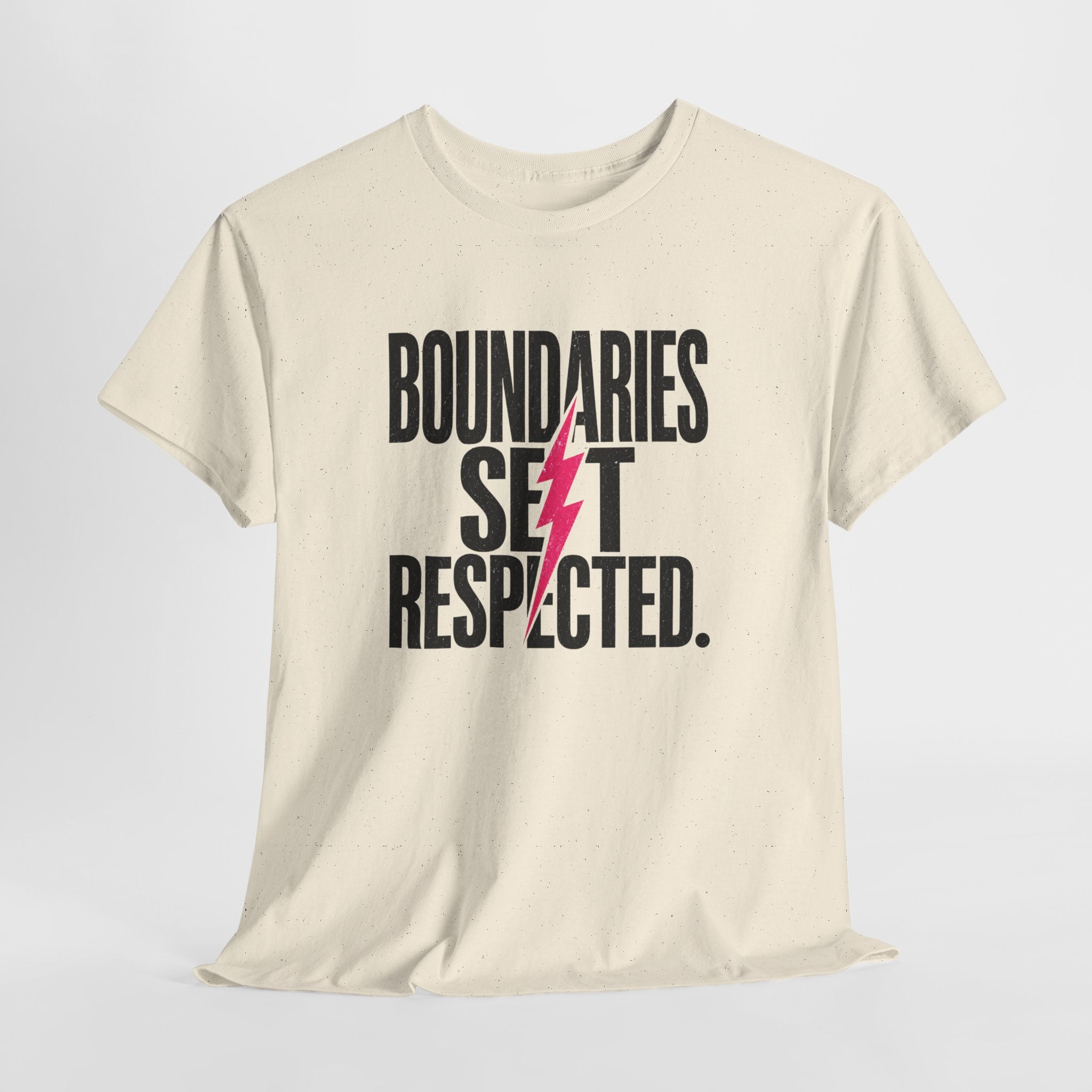 T-Shirt — "Boundaries Set. Respected." Lightning Bolt Graphic Tee