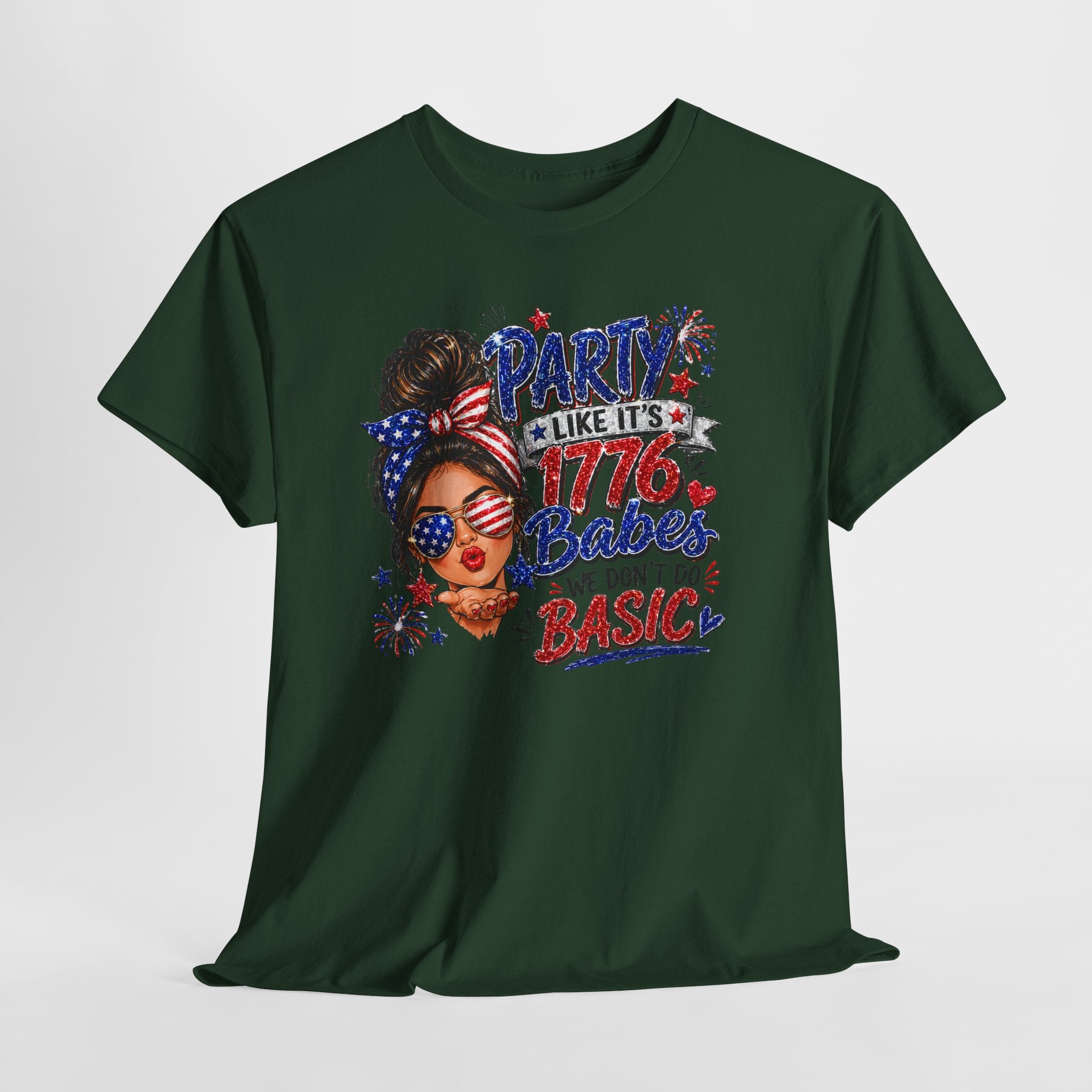 1776 Party Vibes Tee — "Party Like It's 1776 Because We Don't Do Basic" Patriotic T-Shirt
