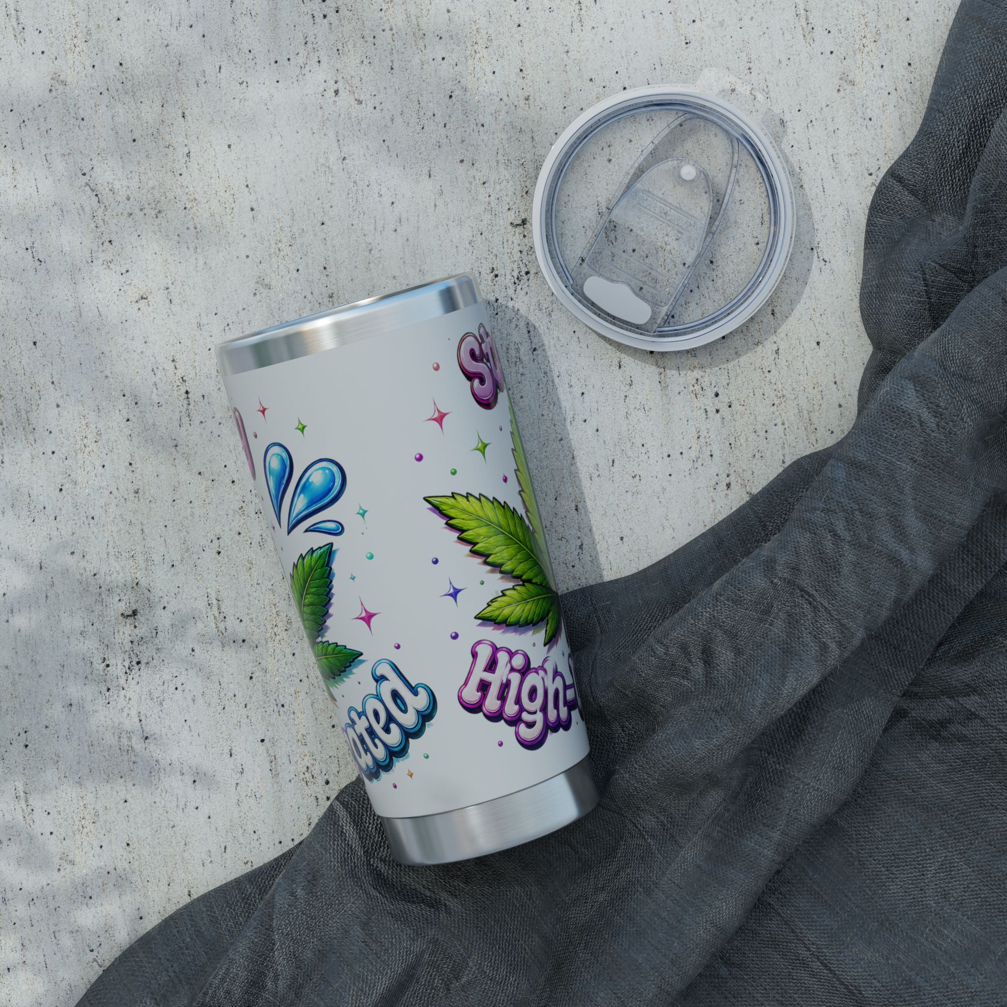 20oz Stainless Tumbler — 'Highly Hydrated' Leaf Graphic