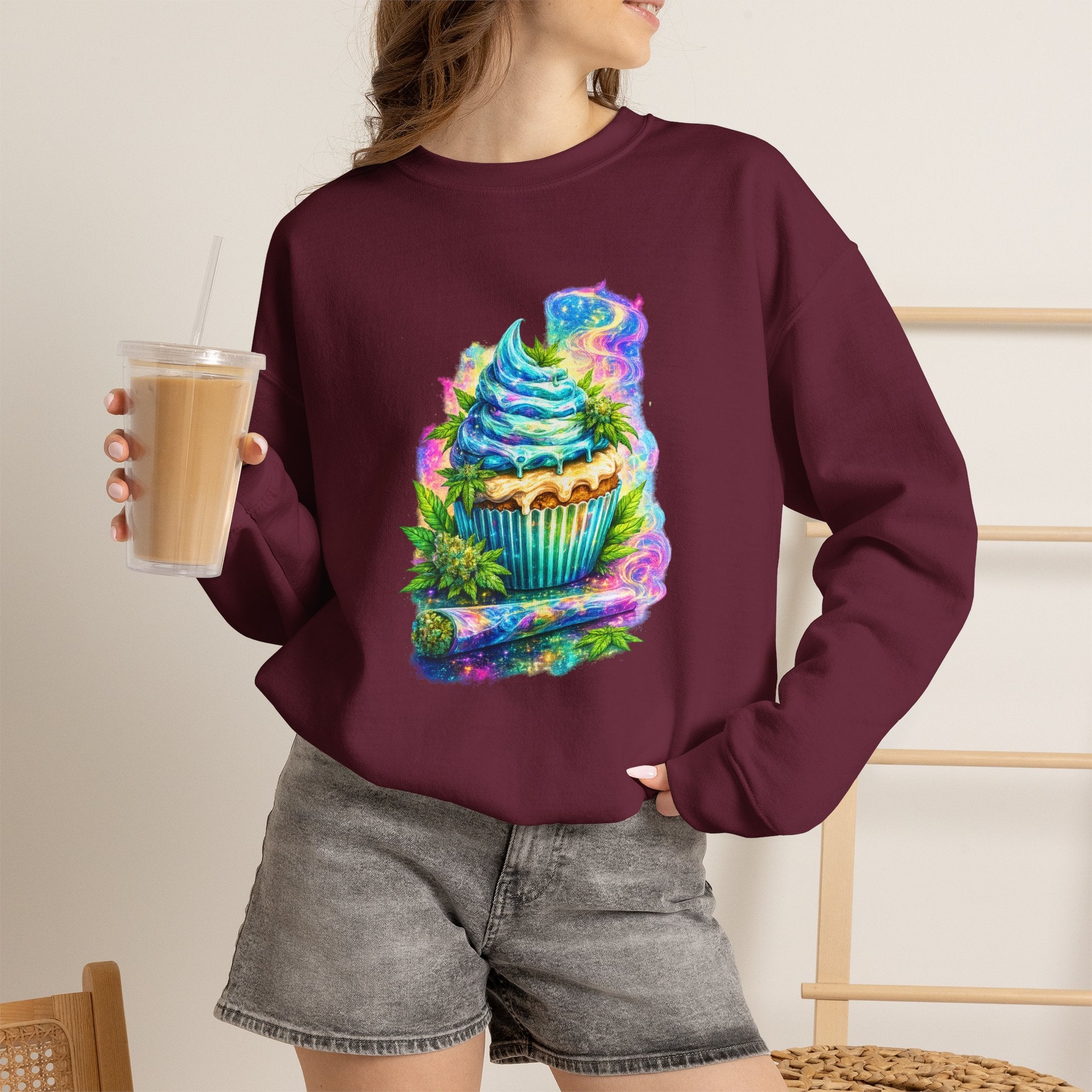 Cupcake Fantasy Sweatshirt – Colorful Psychedelic Bakery Art Crewneck