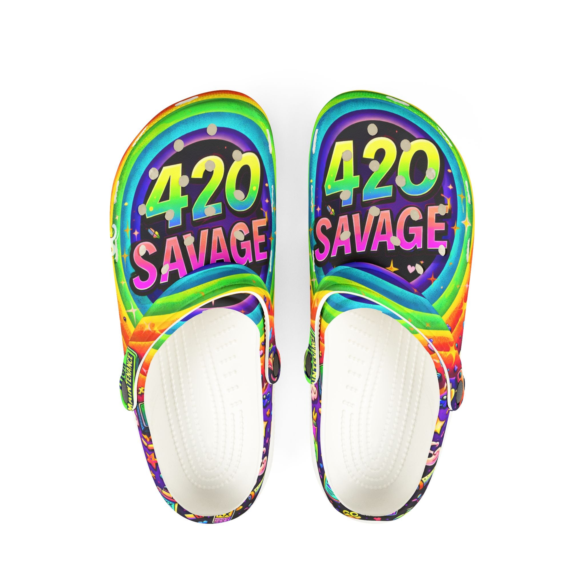420 Savage Rainbow EVA Foam Clogs — Colorful Weed Graphic Slip-On Shoes