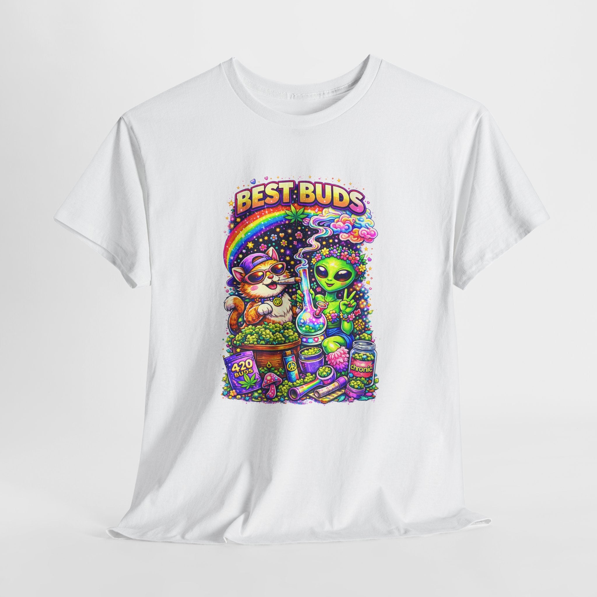 Graphic Tee — "Best Buds" Cute Alien & Mushroom Friends T-Shirt