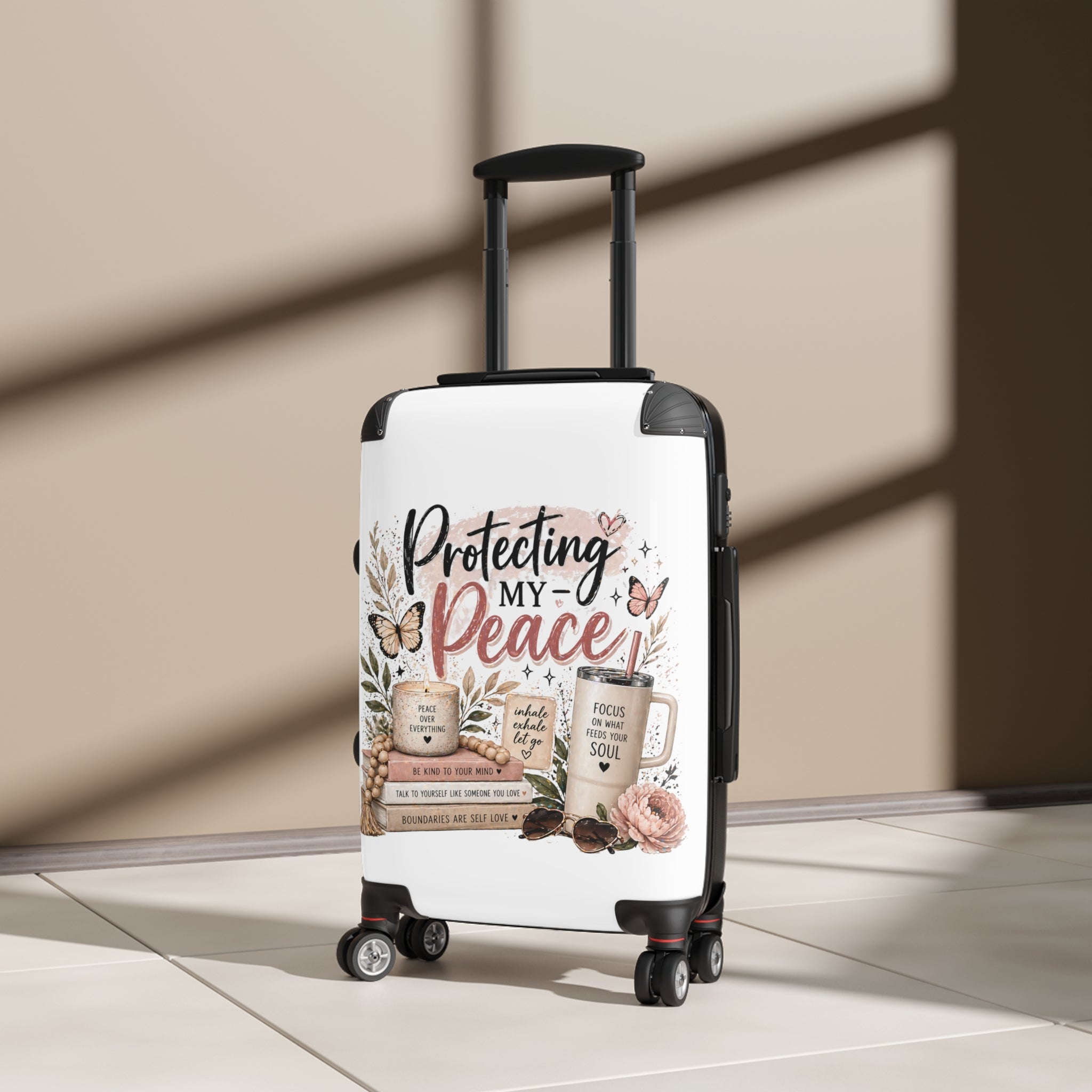 Suitcase - "Protecting My Peace" Inspirational Carry-On Luggage