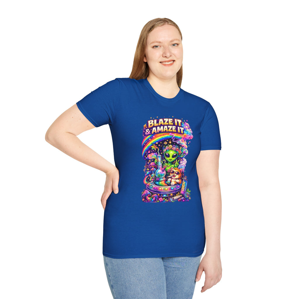 Alien Rainbow Tee - "Blaze It & Amaze It" Psychedelic Graphic T-Shirt