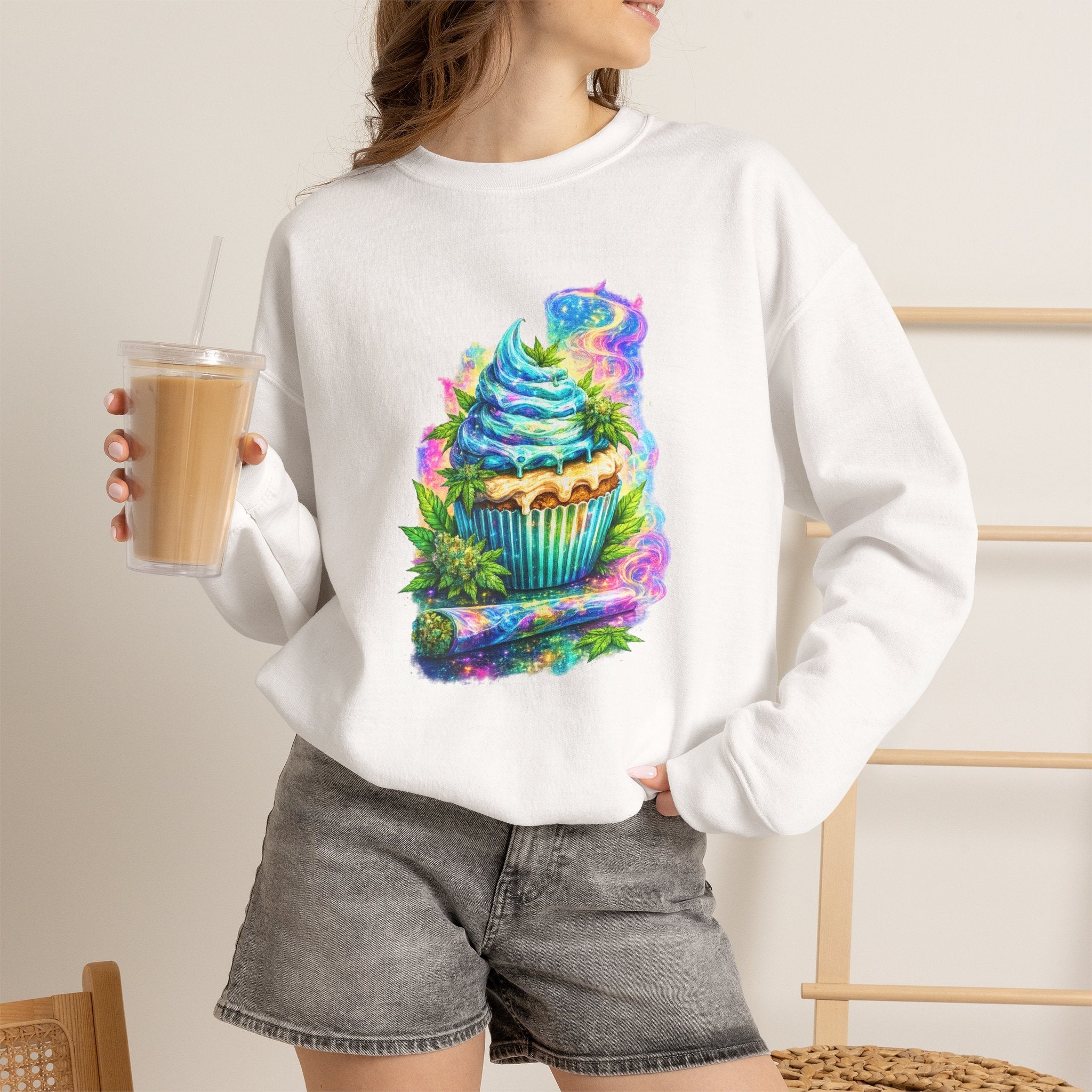 Cupcake Fantasy Sweatshirt – Colorful Psychedelic Bakery Art Crewneck