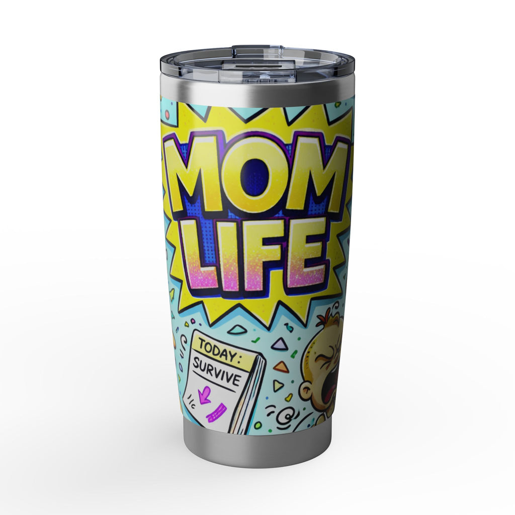 Mom Life 20oz Tumbler — Funny Colorful Cartoon Travel Mug for Busy Moms