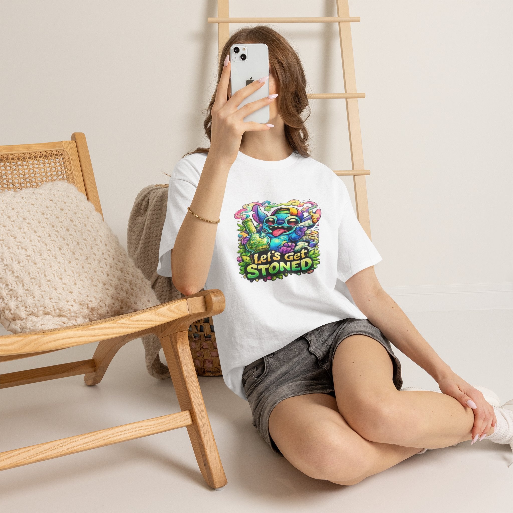 Let's Get Stoned T-Shirt — Colorful Trippy Alien Cannabis Tee