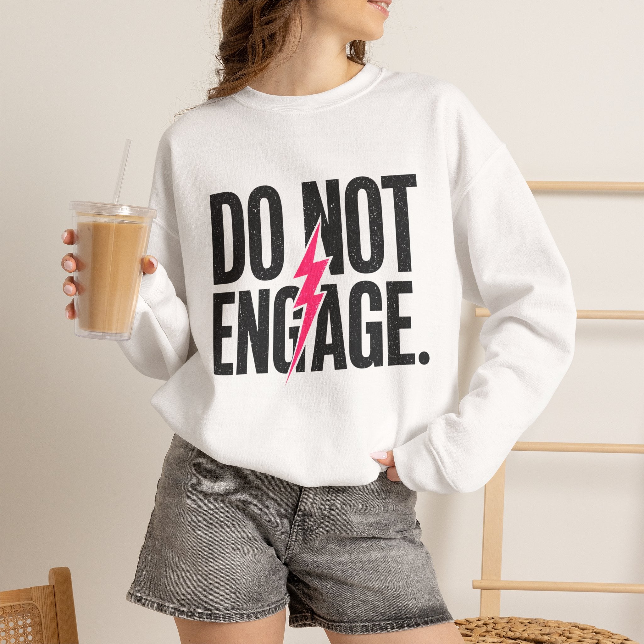 Do Not Engage Crewneck Sweatshirt – Bold Lightning Graphic Streetwear