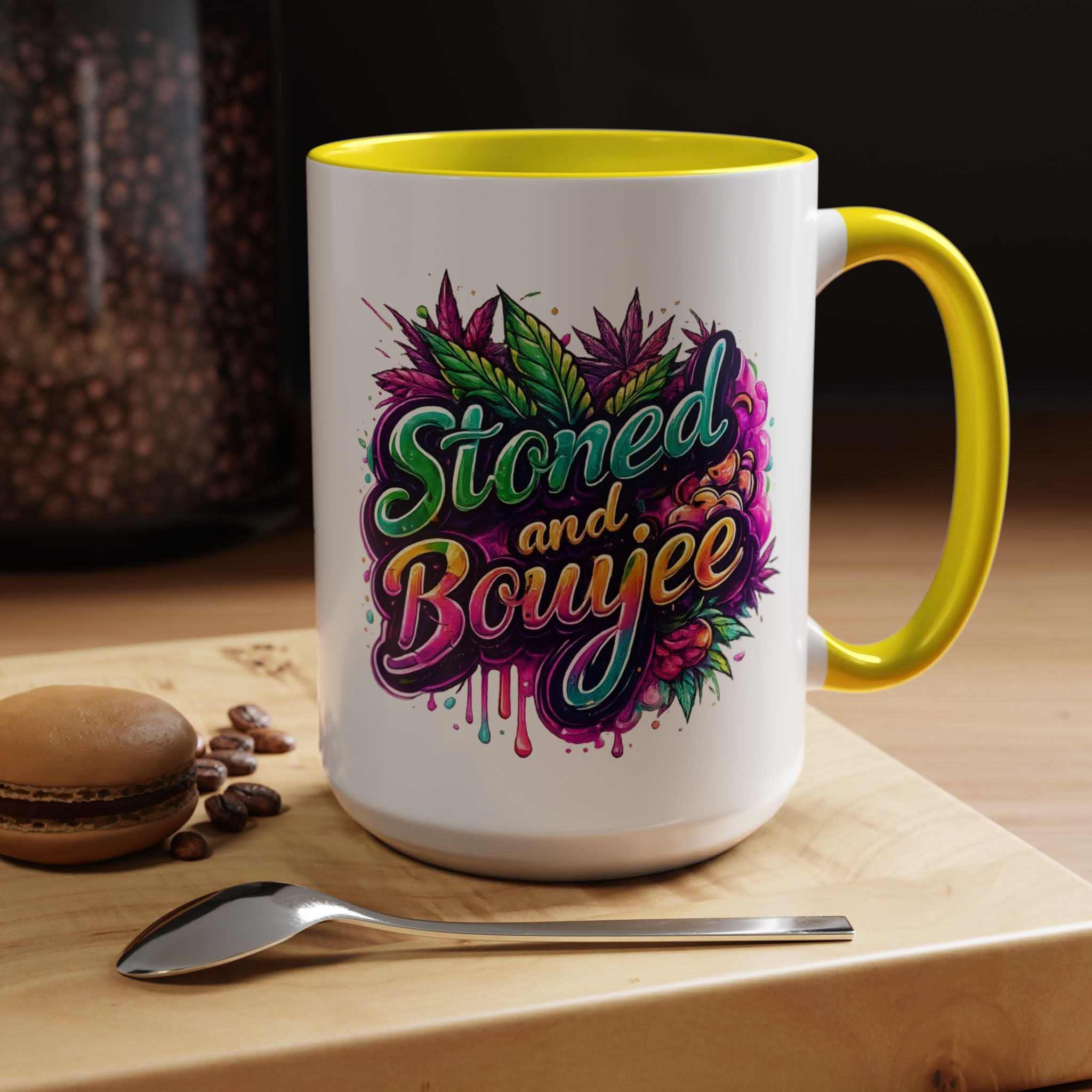 Accent Coffee Mug — "Stoned and Boujee" Colorful Cannabis Art