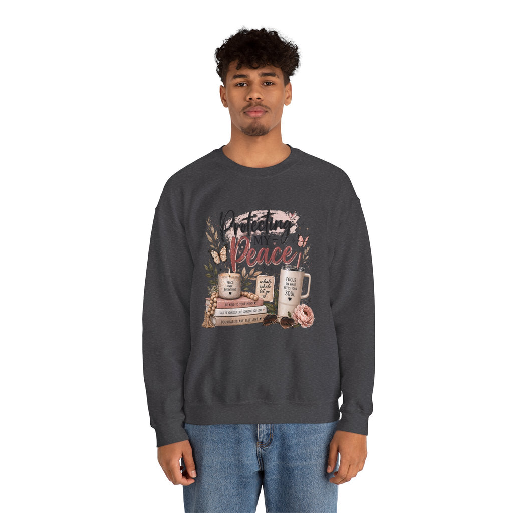 Crewneck Sweatshirt – "Protecting My Peace" Cozy Floral Graphic