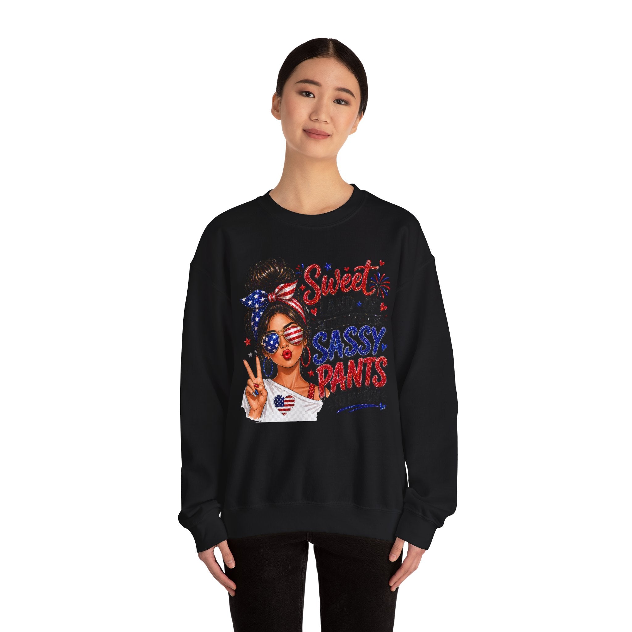 Patriotic 'Sweet Land of Liberty, Sassy Pants to Match' Crewneck Sweatshirt