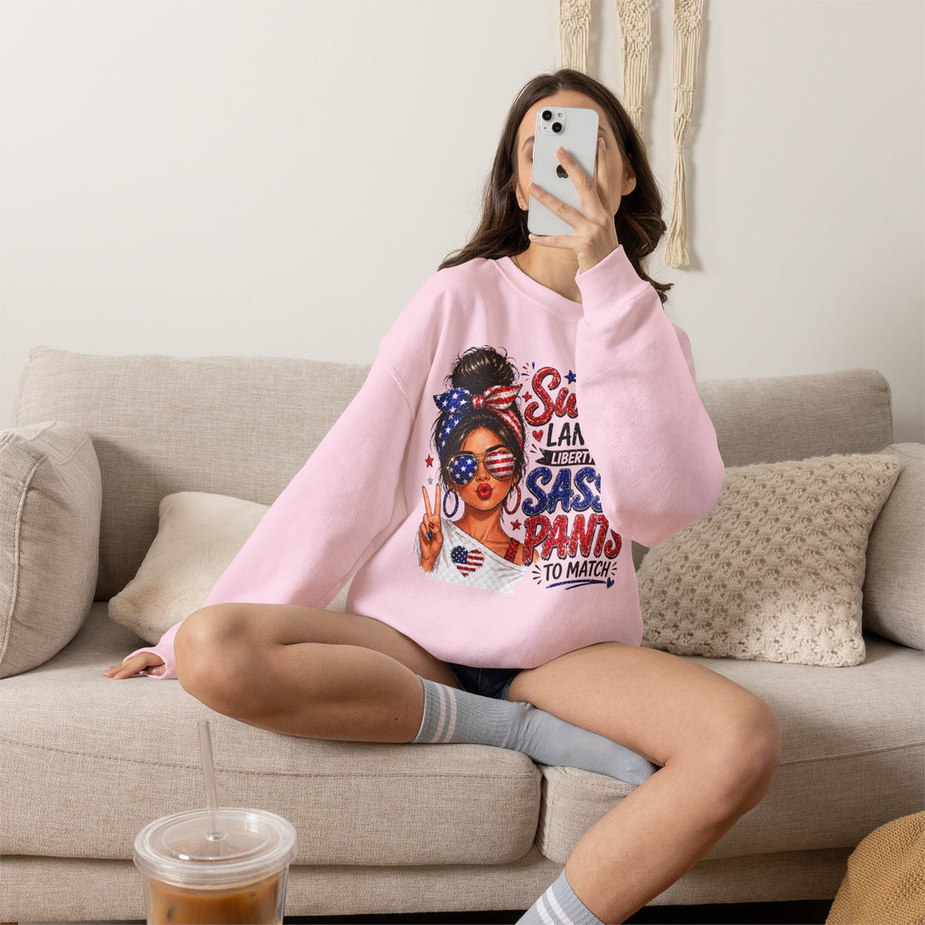 Patriotic 'Sweet Land of Liberty, Sassy Pants to Match' Crewneck Sweatshirt