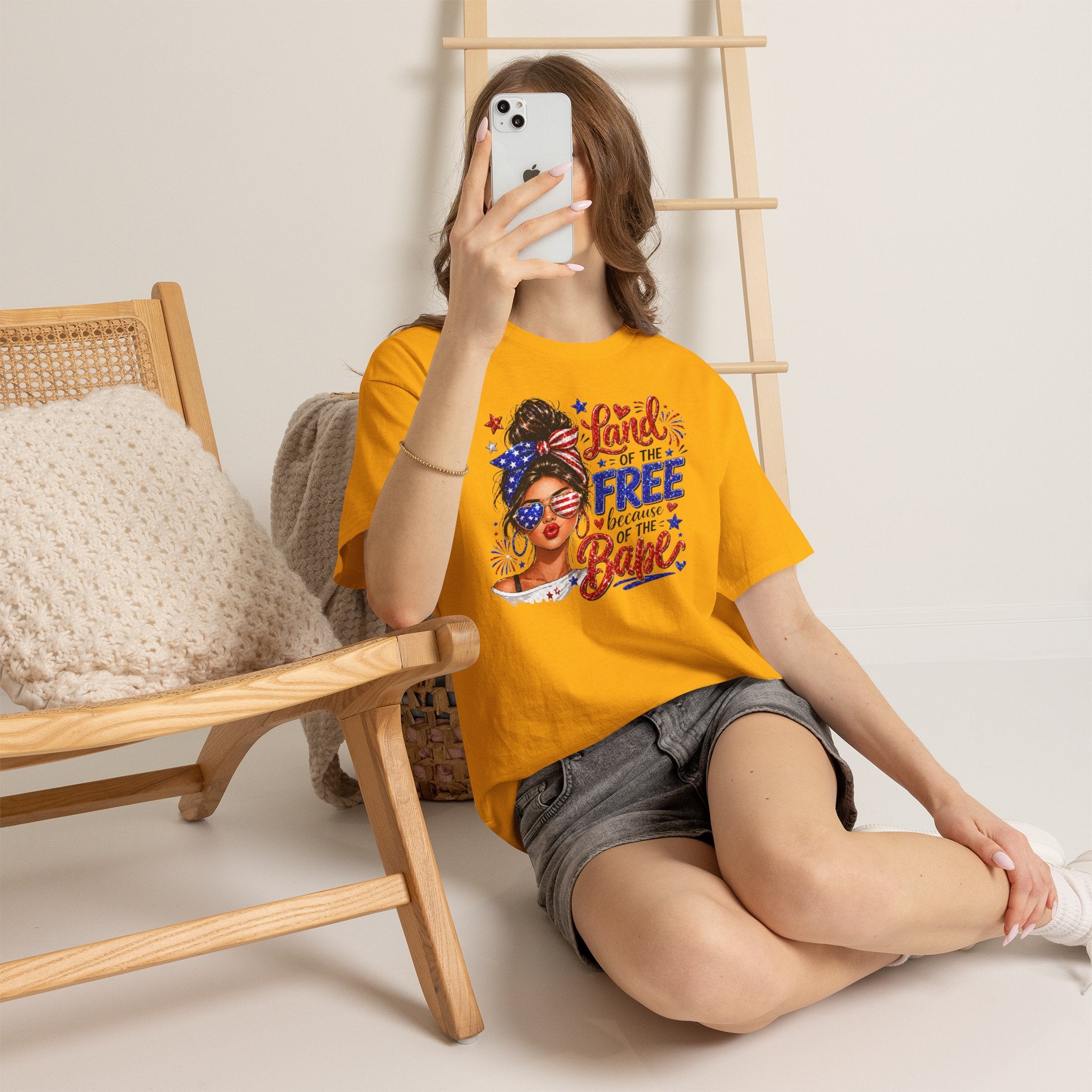 Patriotic Babe T-Shirt — “Land of the Free Because of the Babe” 4th of July Tee