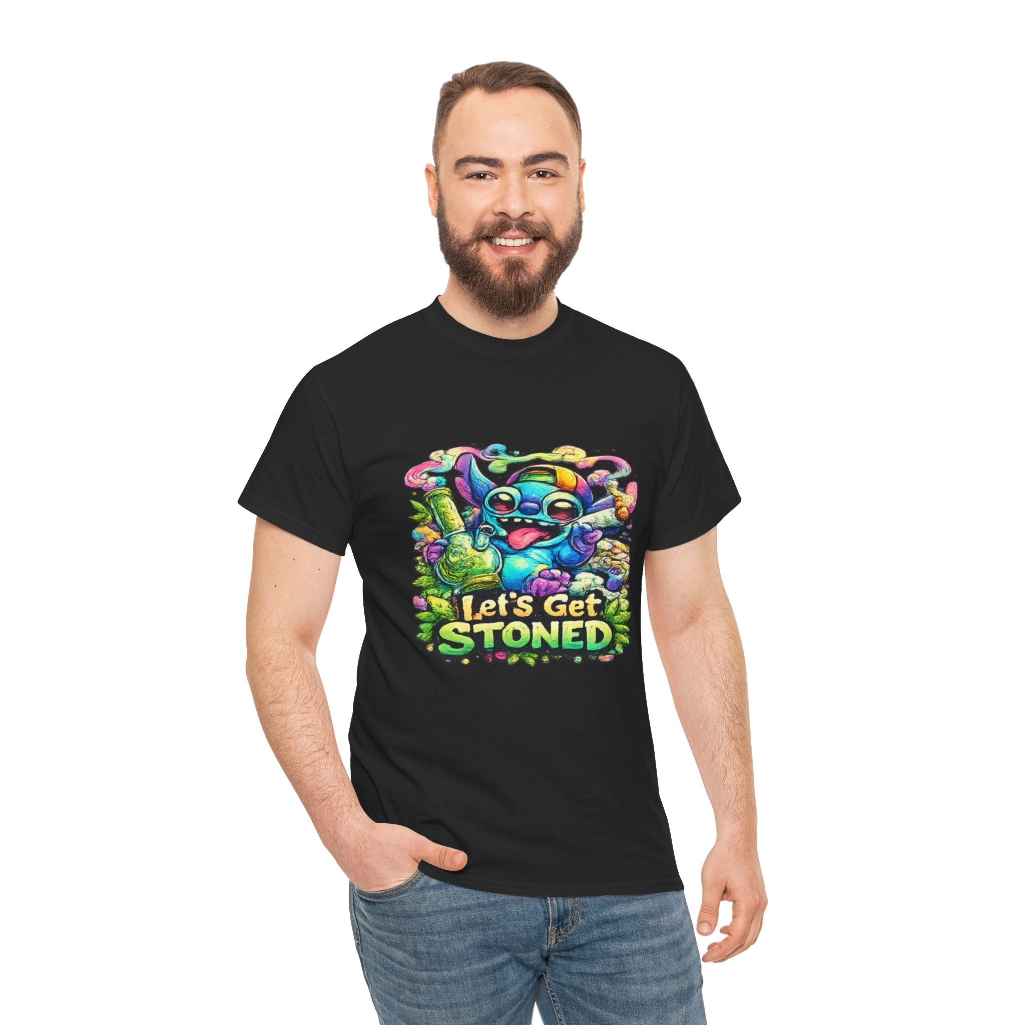 Let's Get Stoned T-Shirt — Colorful Trippy Alien Cannabis Tee