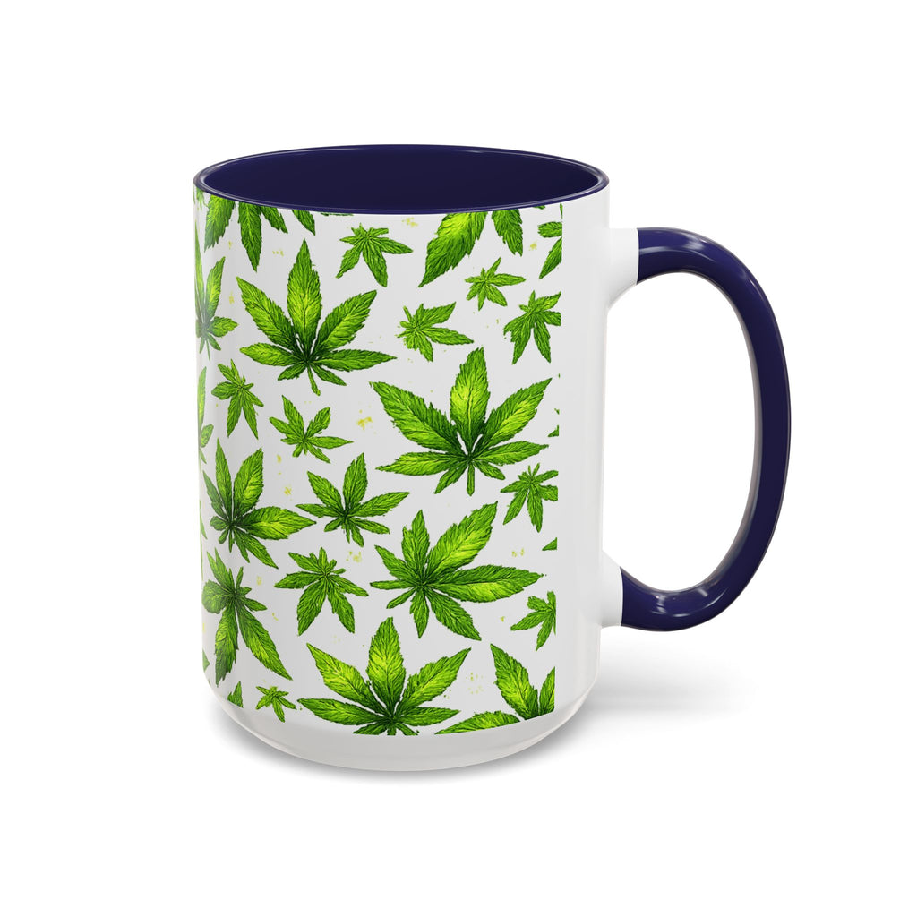 Cannabis Leaf Pattern Accent Coffee Mug – 11/15oz Ceramic