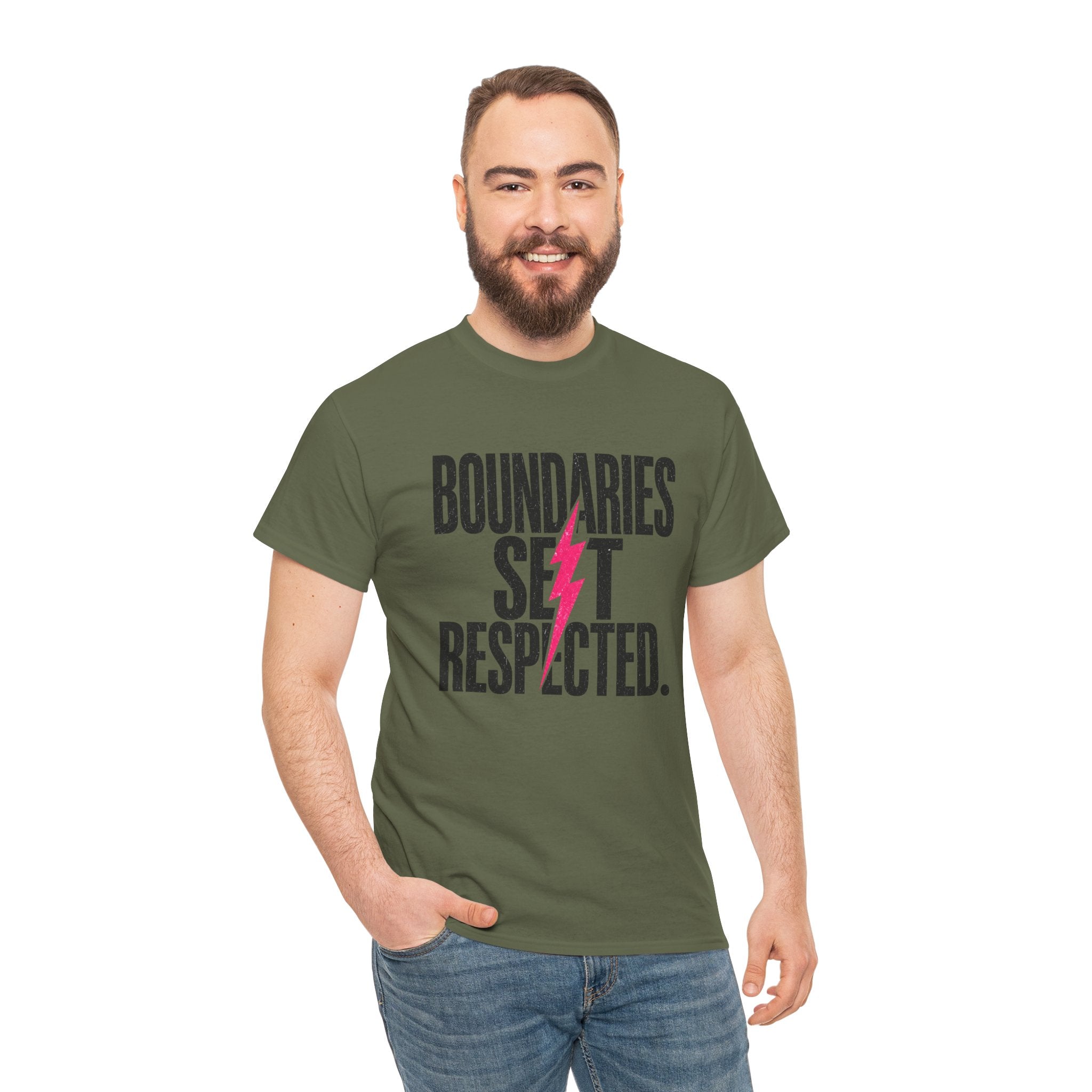 T-Shirt — "Boundaries Set. Respected." Lightning Bolt Graphic Tee