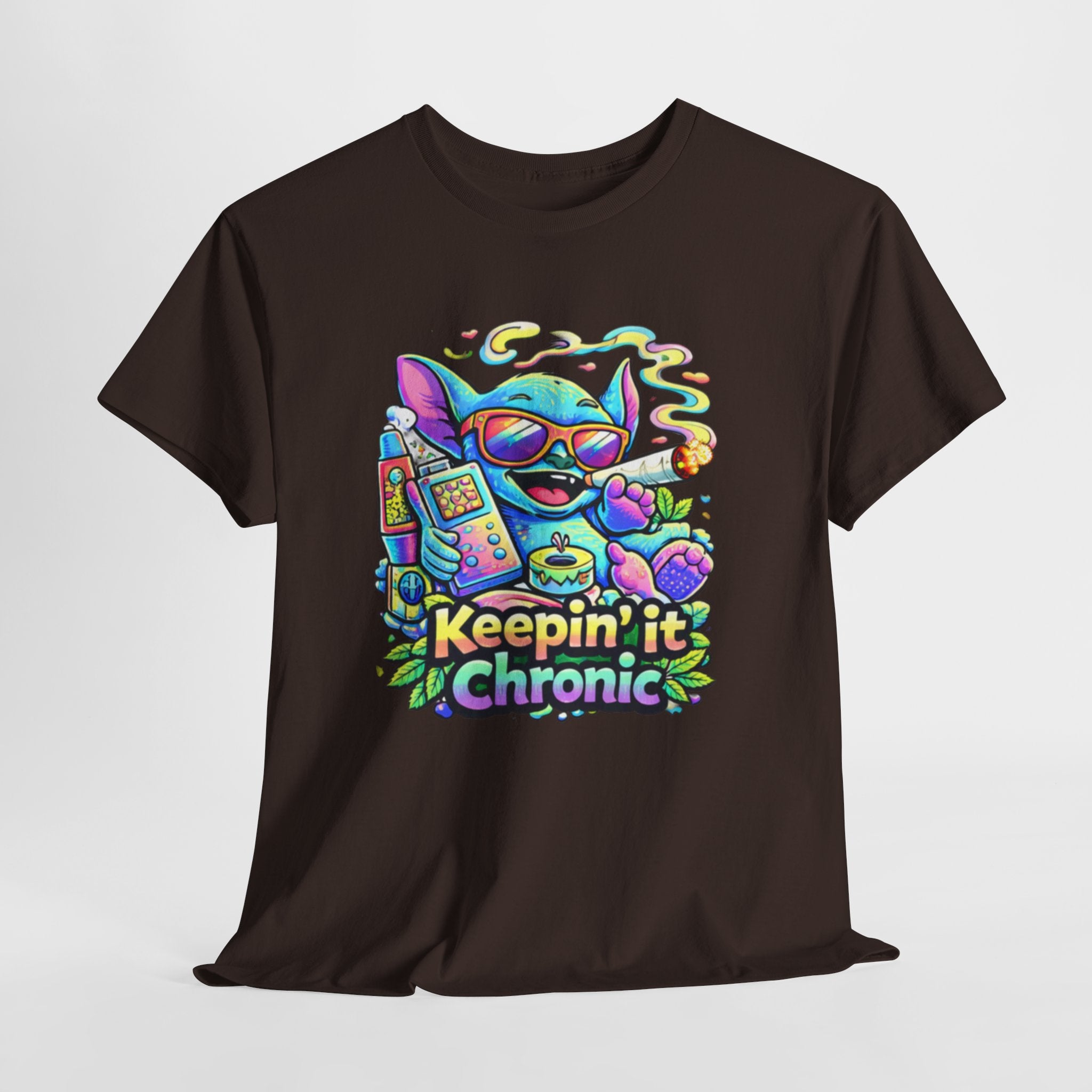 Keepin' It Chronic T-Shirt — Colorful Stoner Cat Graphic Tee