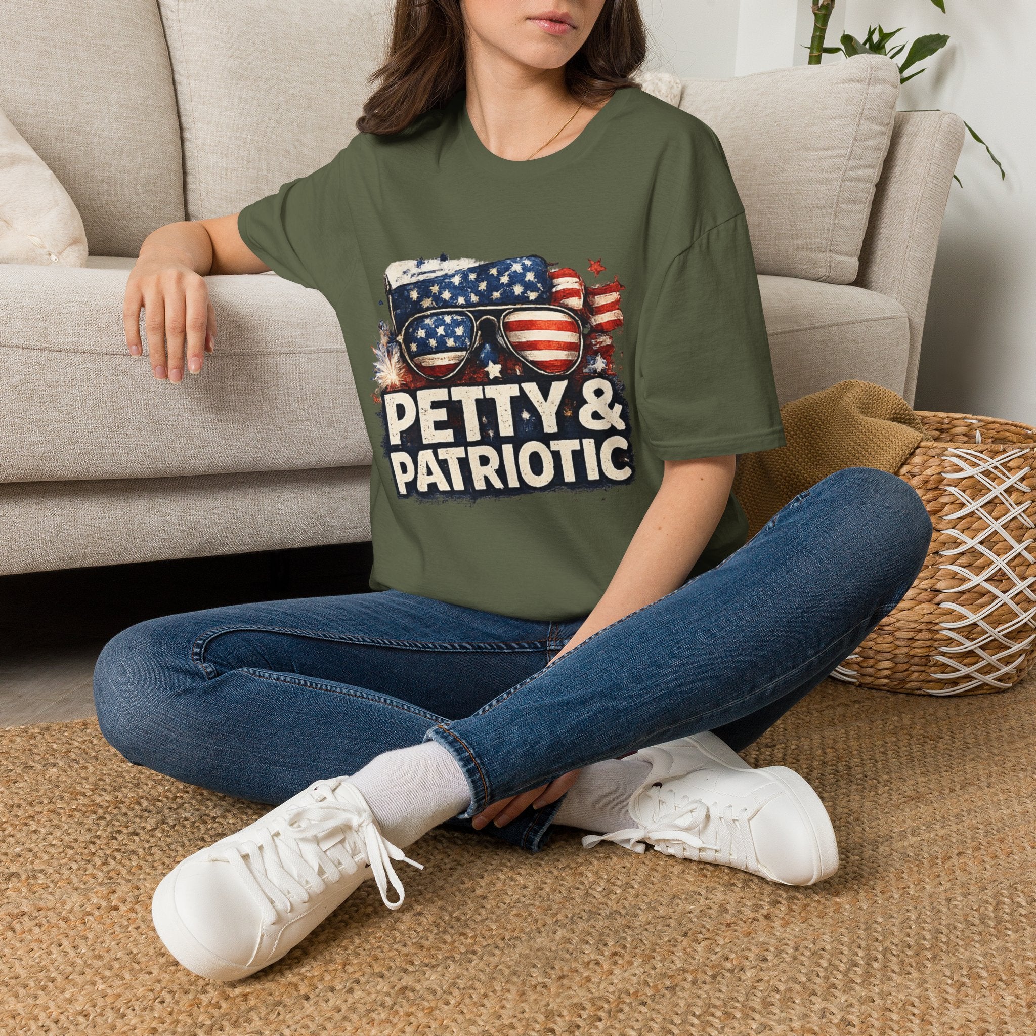Petty & Patriotic T-Shirt — Funny American Flag Sunglasses Tee