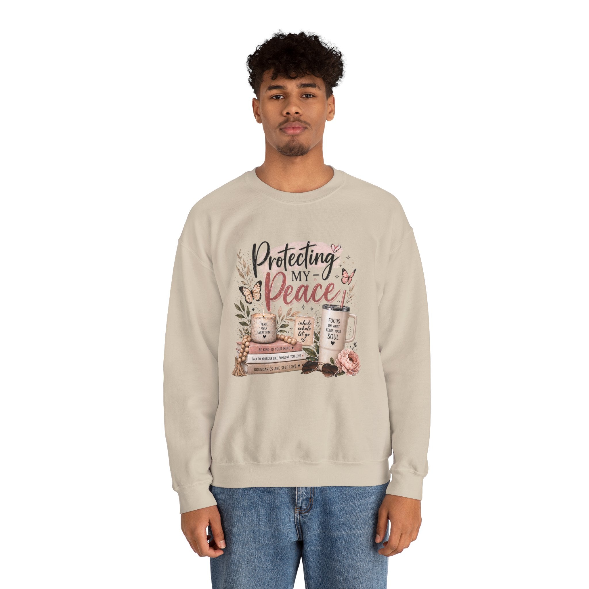 Crewneck Sweatshirt – "Protecting My Peace" Cozy Floral Graphic