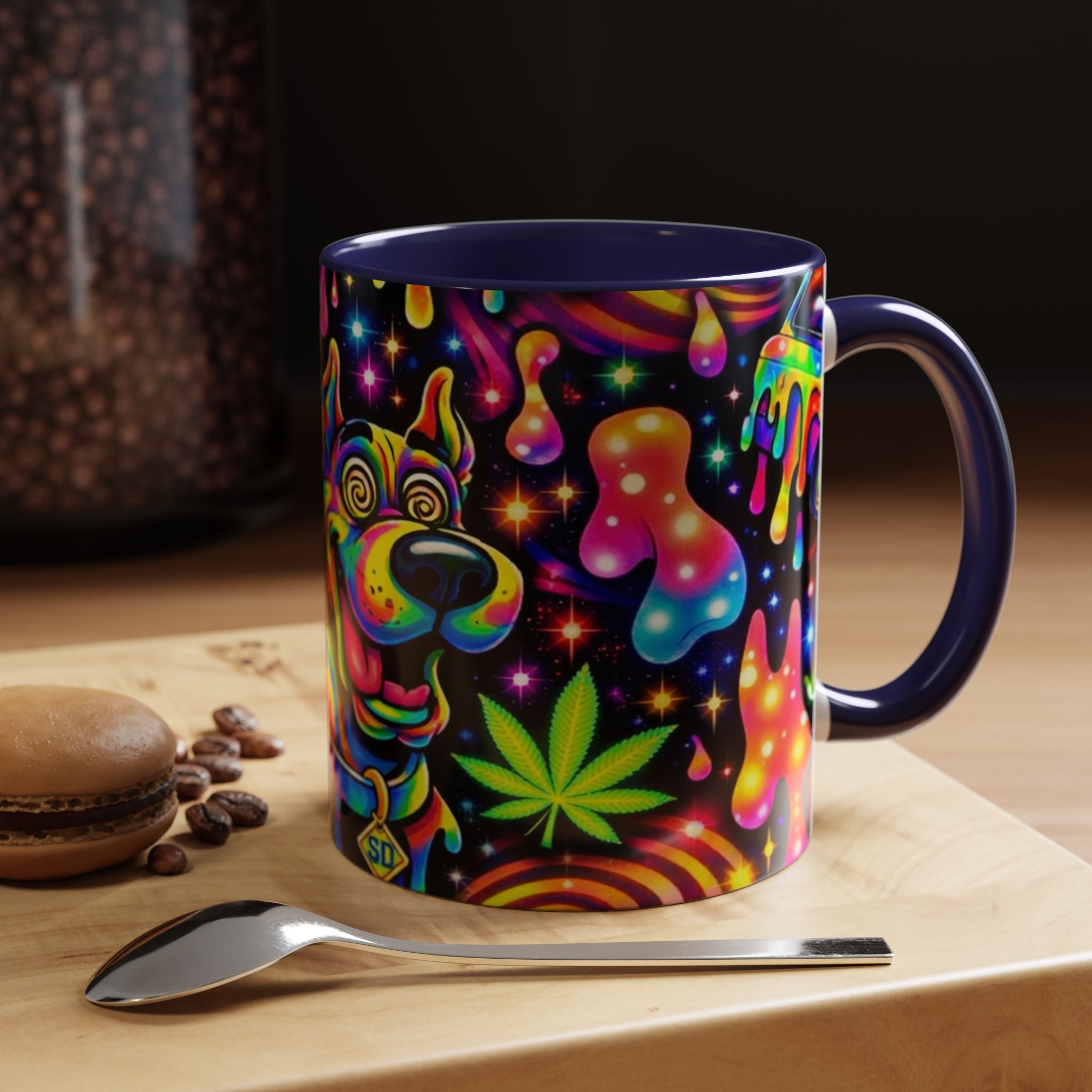 Psychedelic Dog Coffee Mug — Neon Trippy Marijuana Art 11/15oz Accent Mug