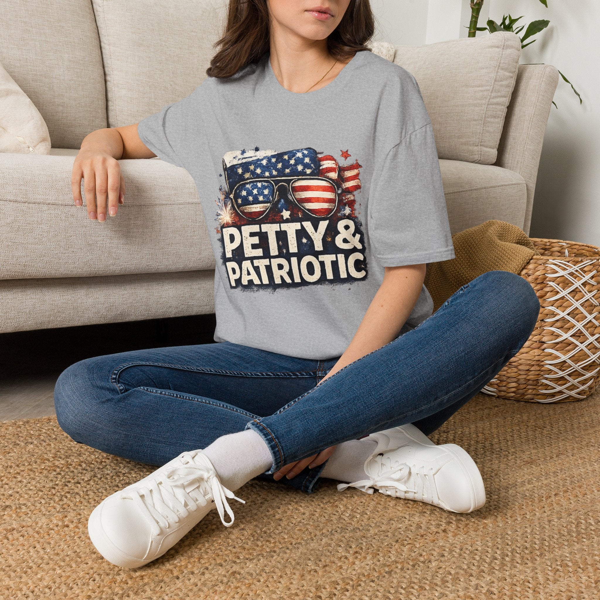 Petty & Patriotic T-Shirt — Funny American Flag Sunglasses Tee