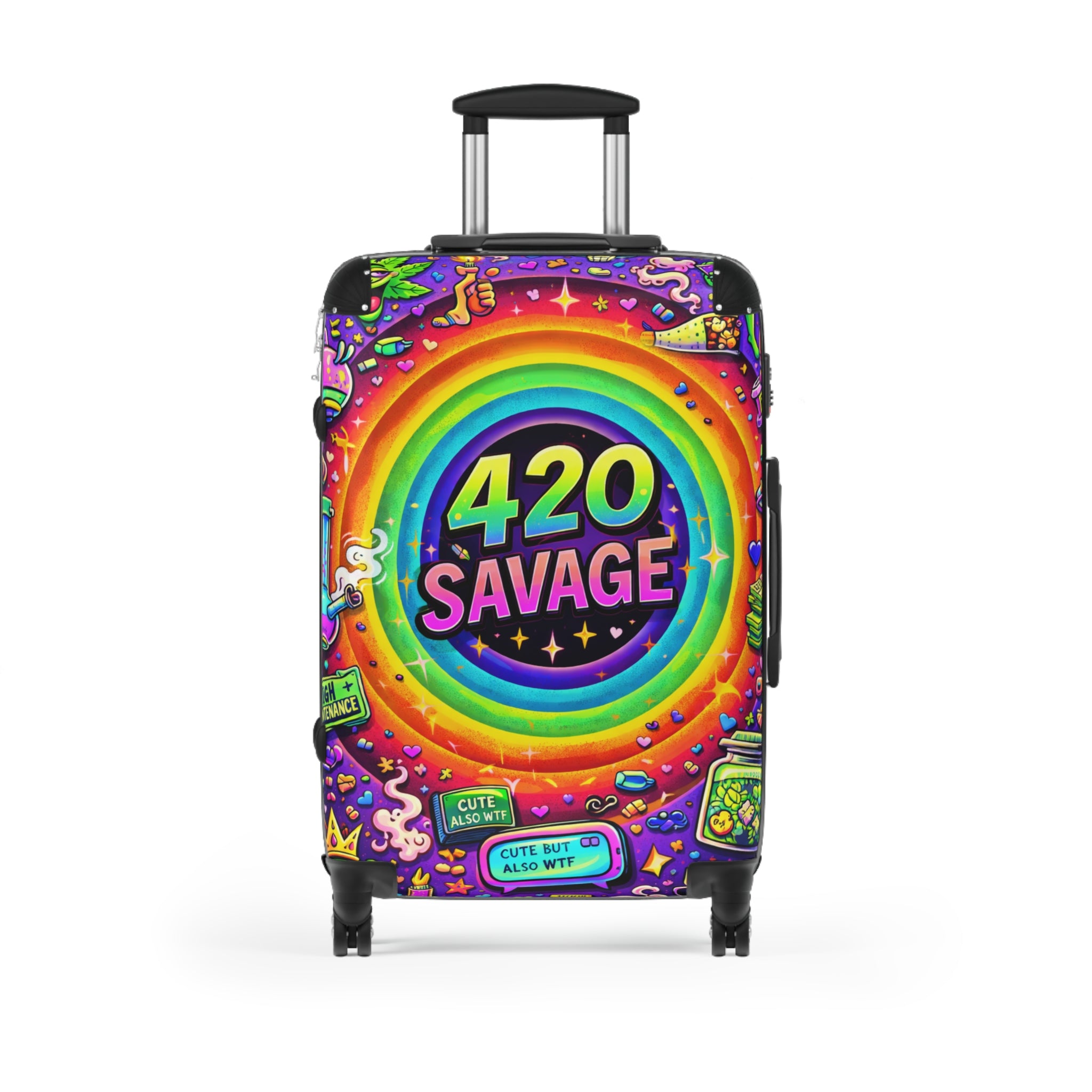 Suitcase — 420 Savage Colorful Rolling Luggage (Psychedelic Rainbow Travel Case)