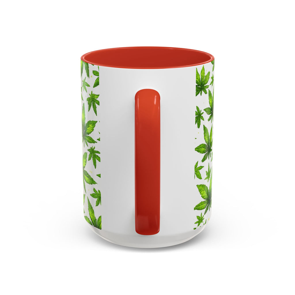 Cannabis Leaf Pattern Accent Coffee Mug – 11/15oz Ceramic