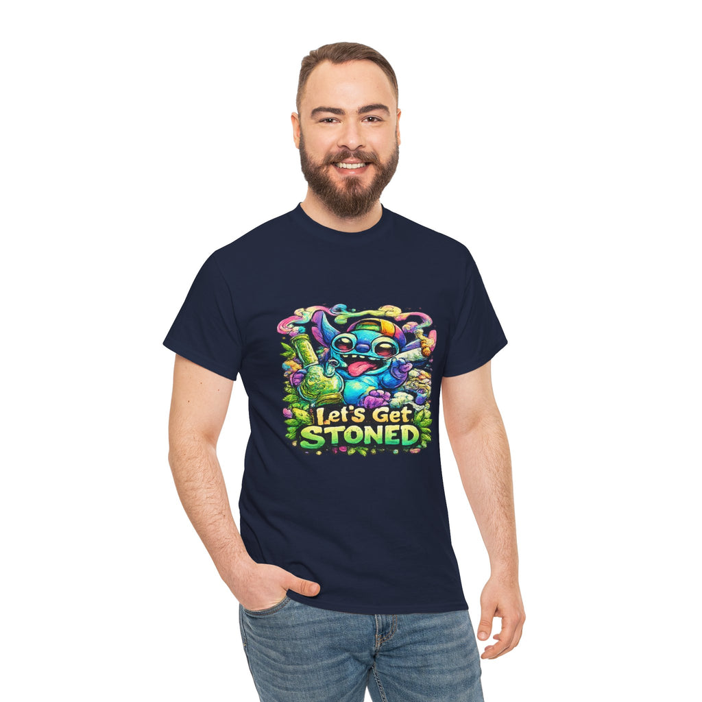 Let's Get Stoned T-Shirt — Colorful Trippy Alien Cannabis Tee