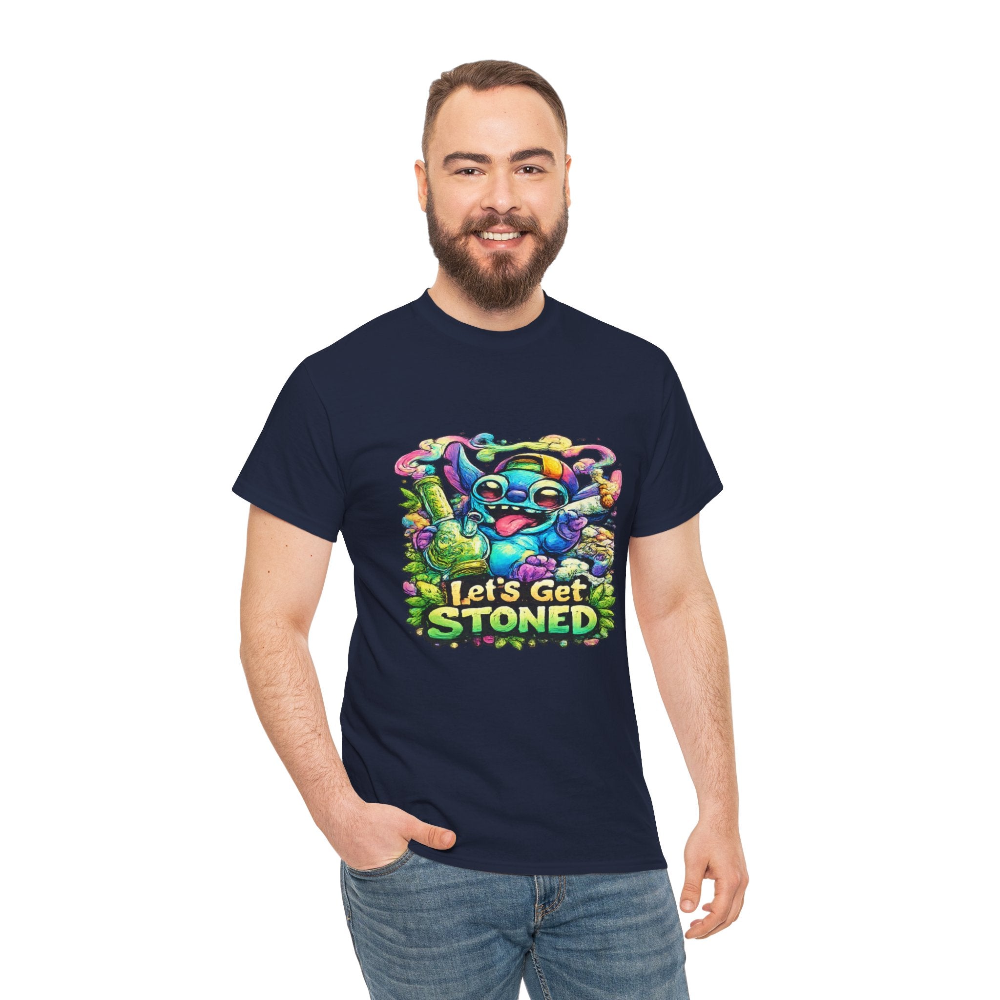 Let's Get Stoned T-Shirt — Colorful Trippy Alien Cannabis Tee