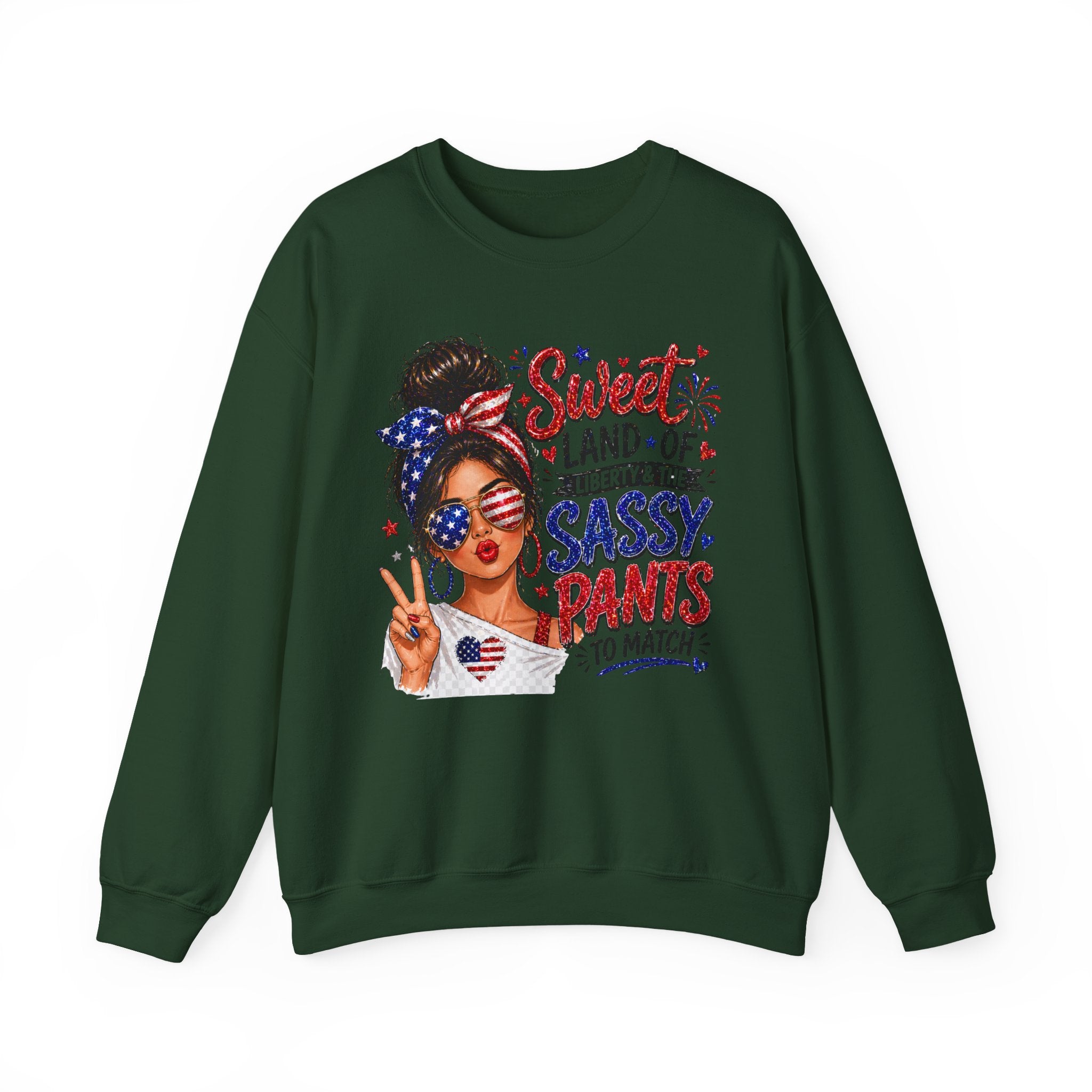 Patriotic 'Sweet Land of Liberty, Sassy Pants to Match' Crewneck Sweatshirt