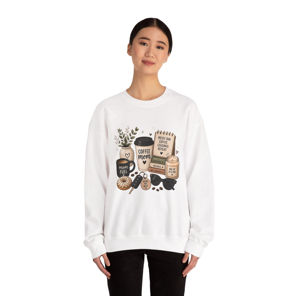 Coffee Mom Crewneck Sweatshirt — Cozy Morning Coffee Lover Graphic