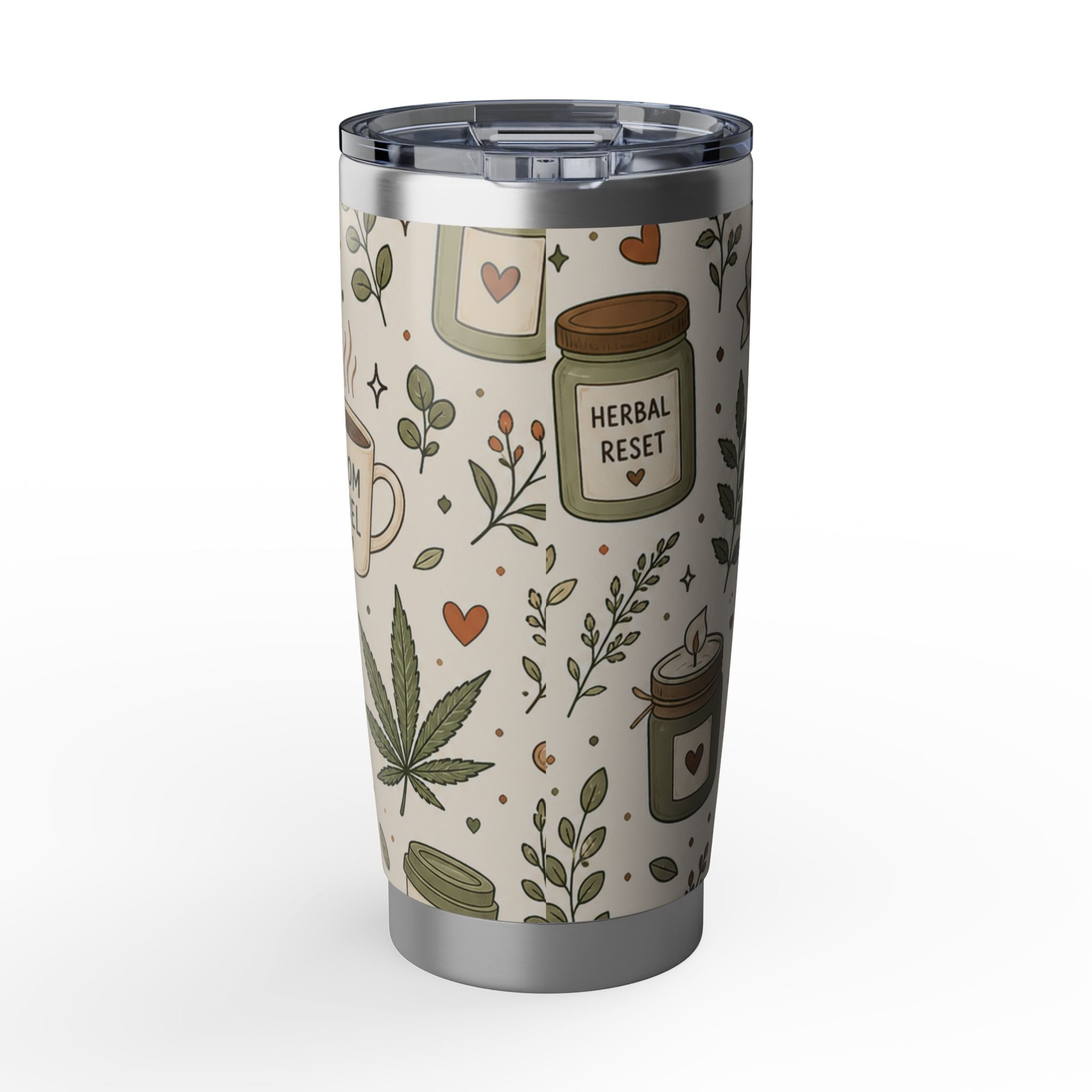 Herbal Reset 20oz Tumbler — Botanical Cannabis Leaf Travel Cup