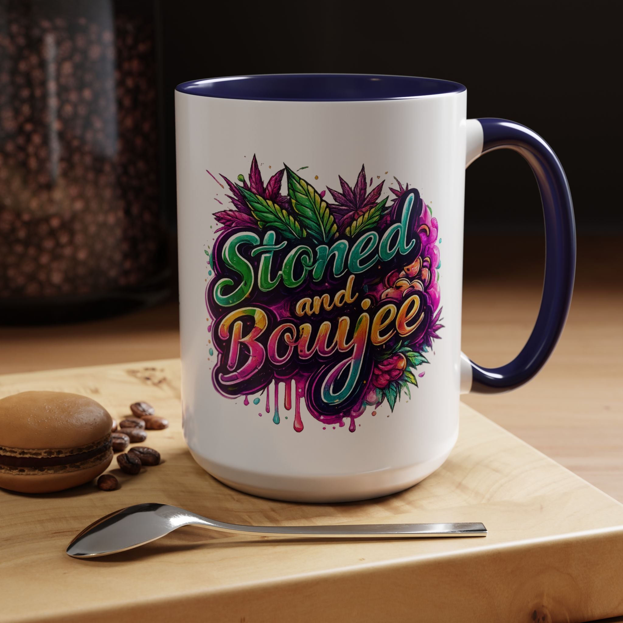 Accent Coffee Mug — "Stoned and Boujee" Colorful Cannabis Art