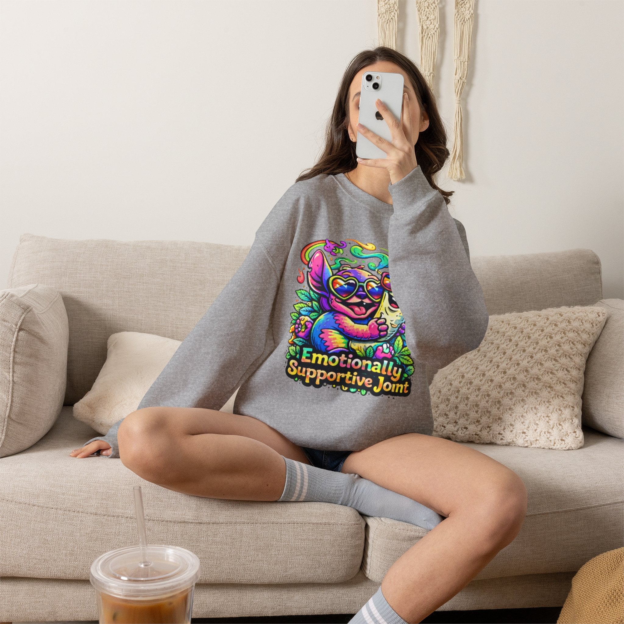 Emotionally Supportive Joint Sweatshirt — Cute Sloth & Joint Hug Graphic