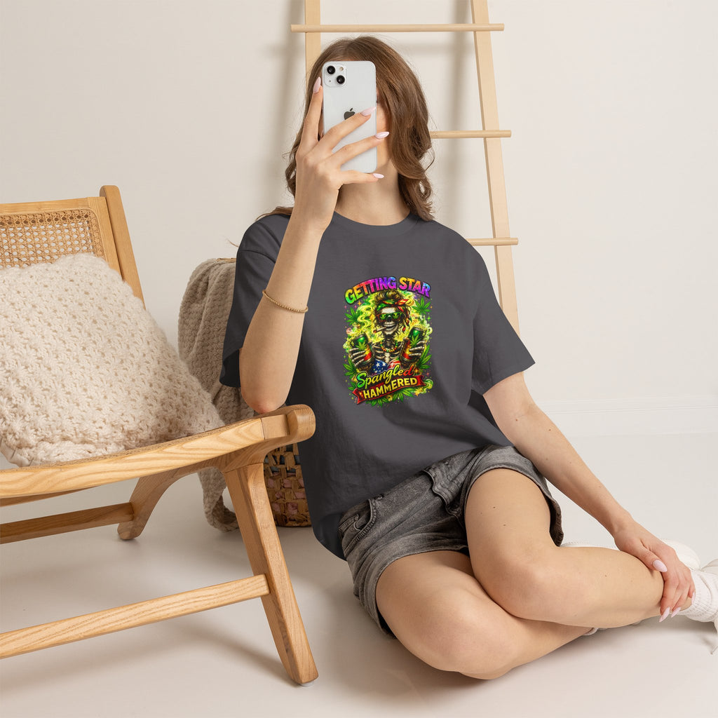 T-Shirt — "Getting Star Spangled & Hammered" Psychedelic Cannabis Holiday Tee