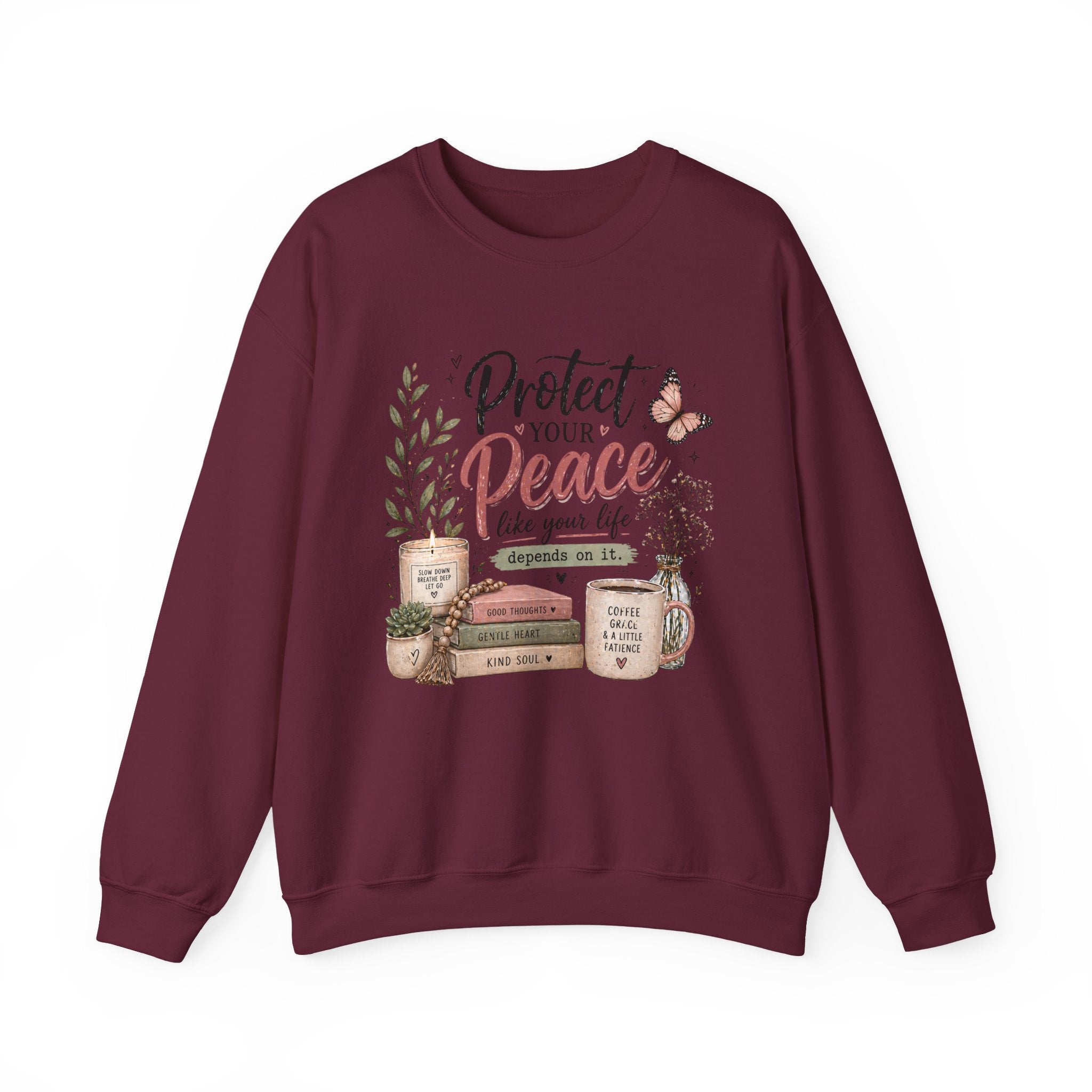 Protect Your Peace Crewneck Sweatshirt – Cozy Inspirational Quote Design