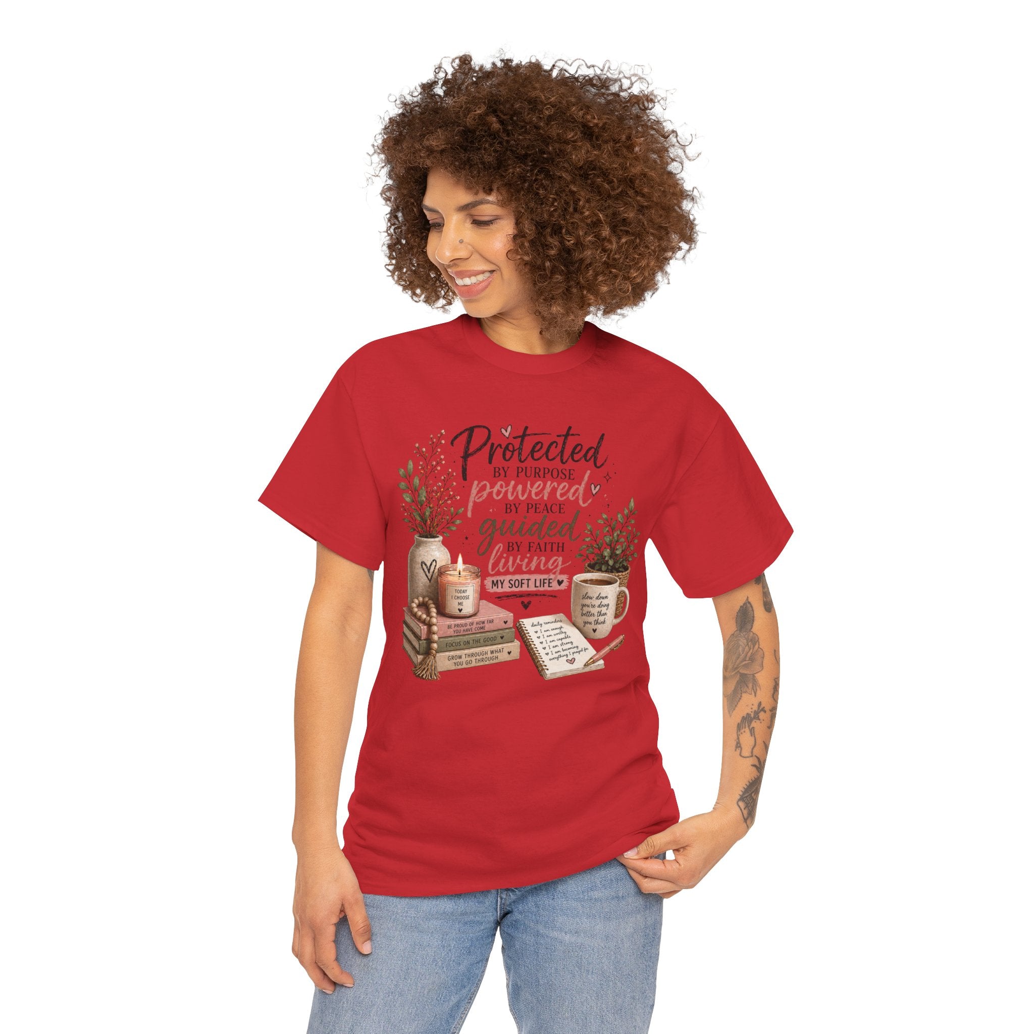 Christian Faith T-Shirt — “Protected, Powered, Guided” Inspirational Tee