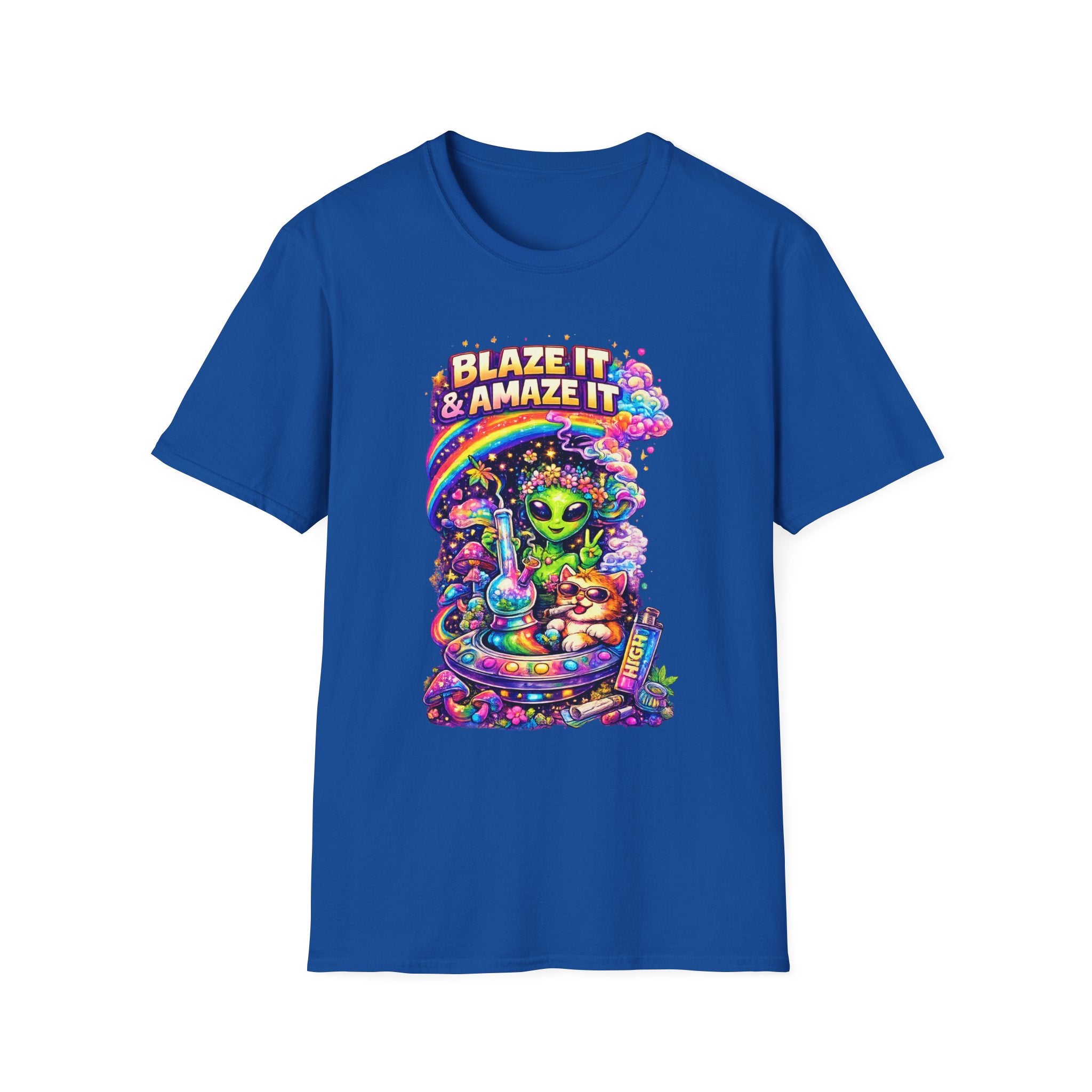 Alien Rainbow Tee - "Blaze It & Amaze It" Psychedelic Graphic T-Shirt