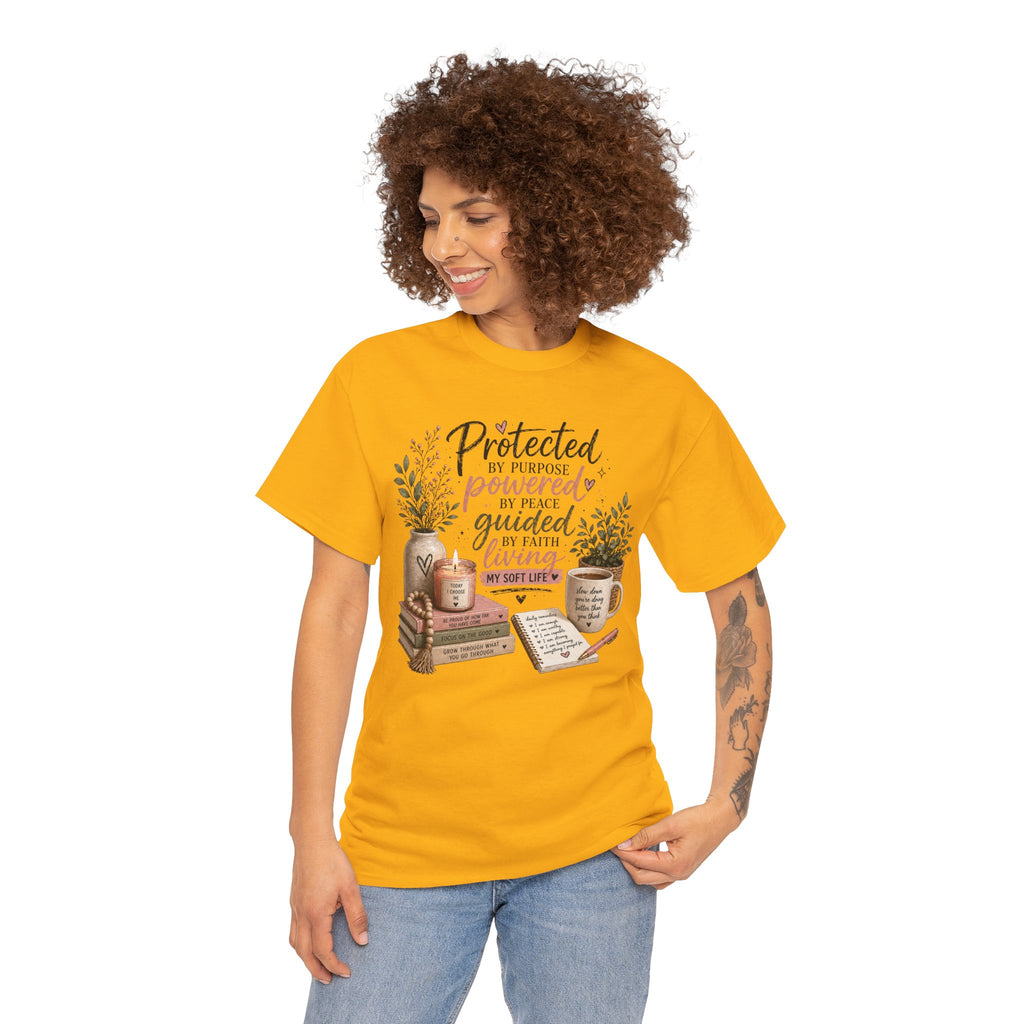 Christian Faith T-Shirt — “Protected, Powered, Guided” Inspirational Tee