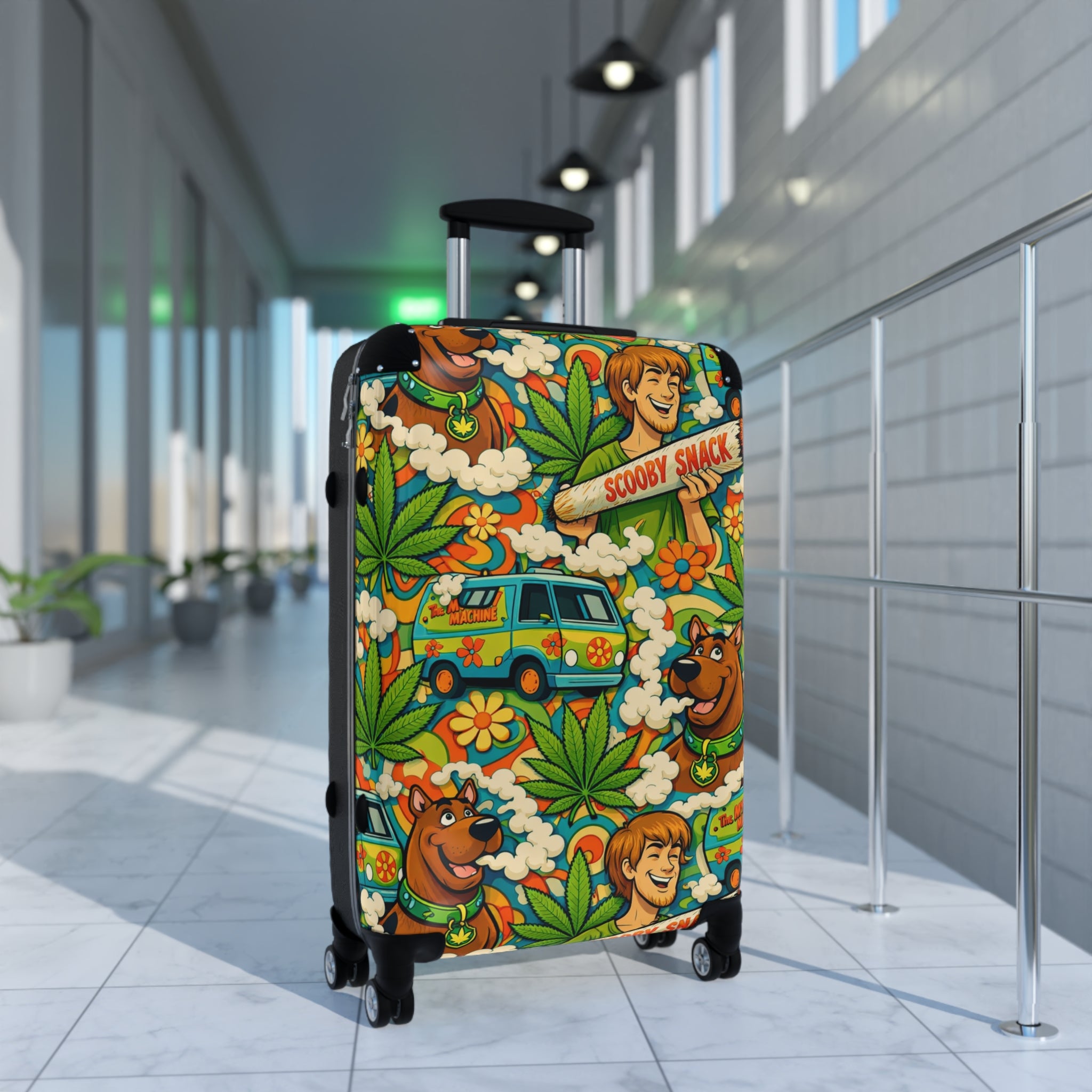 Scooby-Doo Pattern Suitcase – Retro Mystery Machine & Characters Travel Luggage
