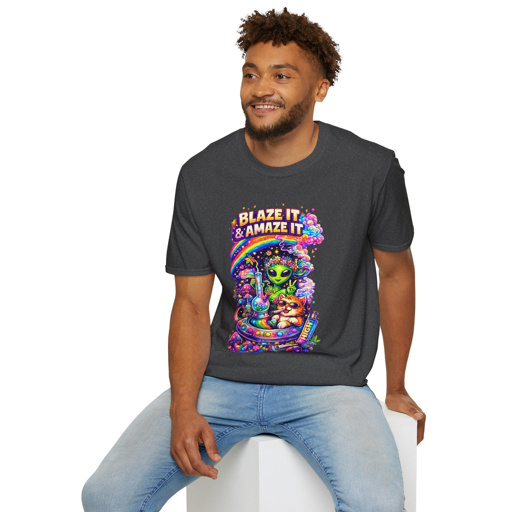 Alien Rainbow Tee - "Blaze It & Amaze It" Psychedelic Graphic T-Shirt