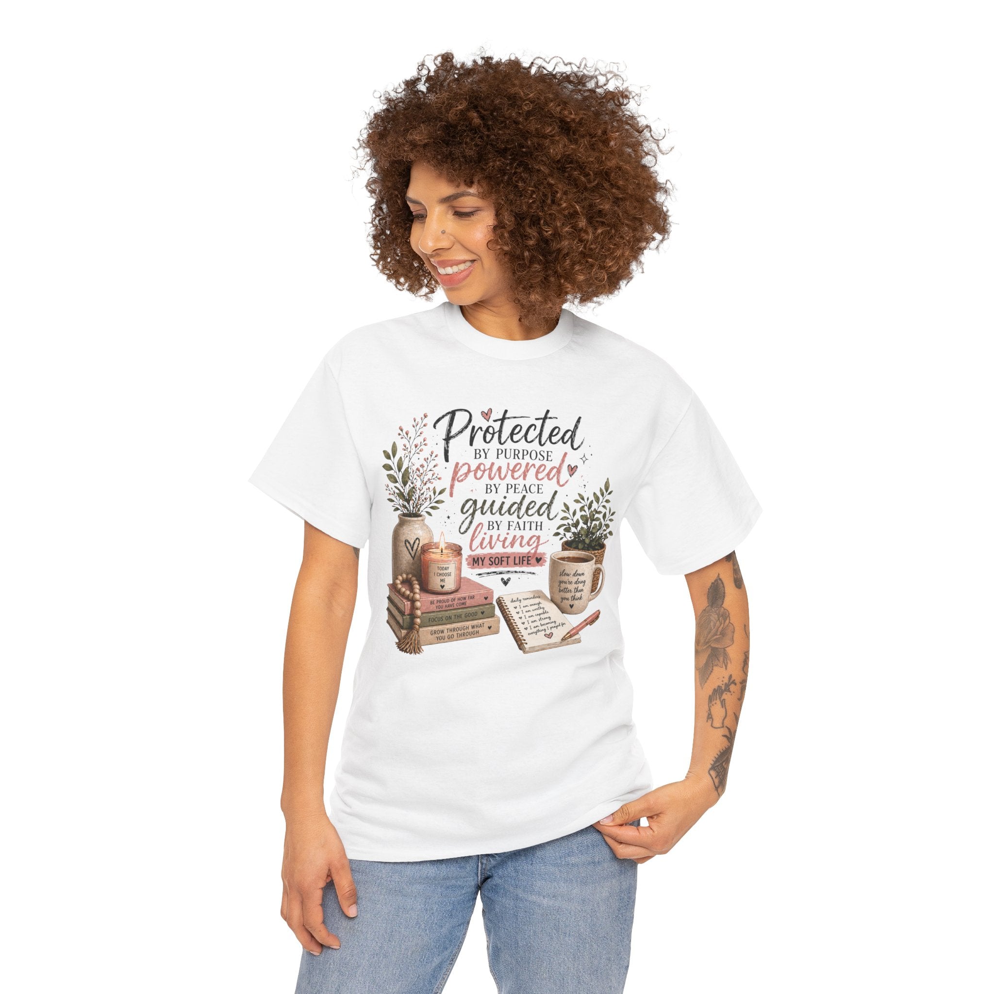 Christian Faith T-Shirt — “Protected, Powered, Guided” Inspirational Tee