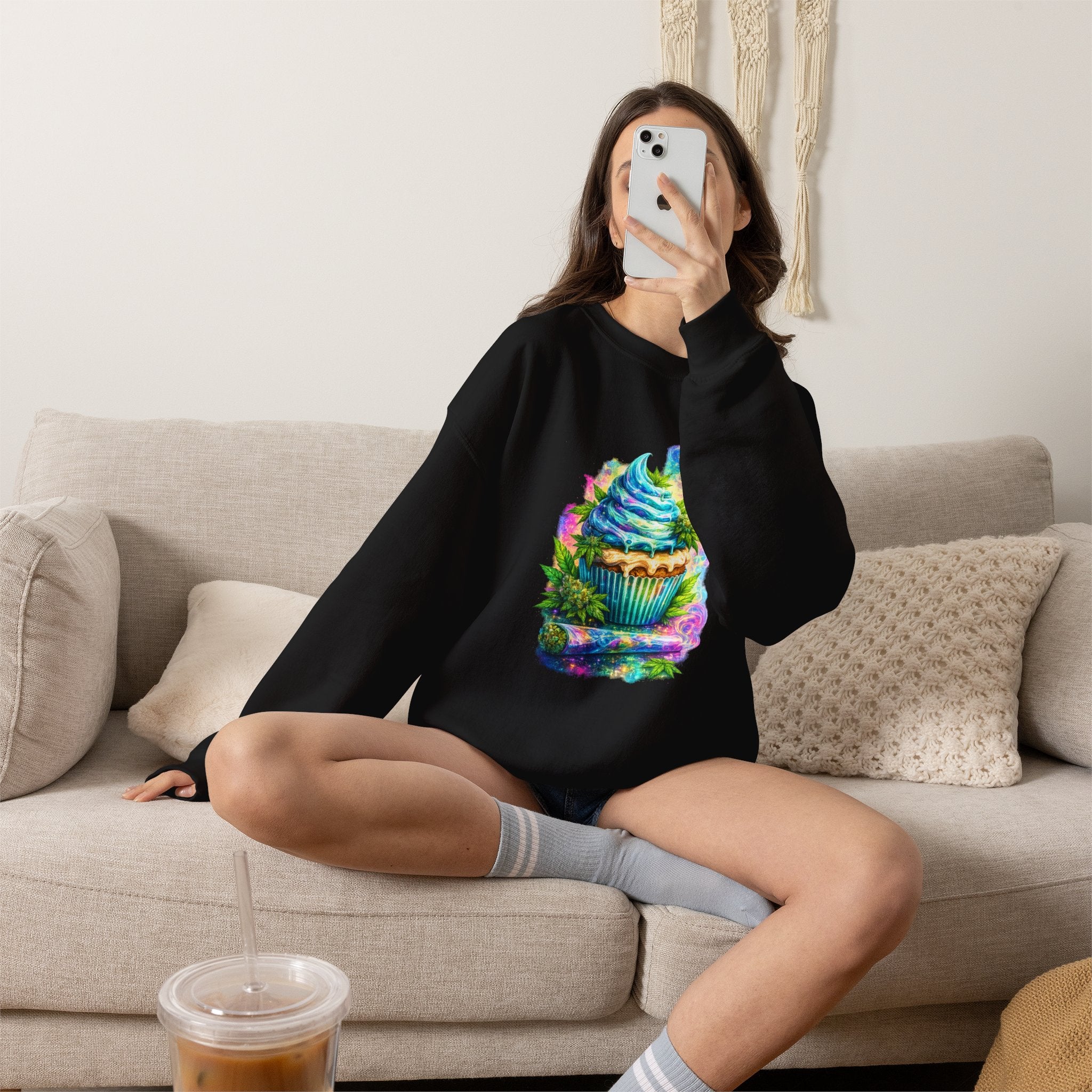 Cupcake Fantasy Sweatshirt – Colorful Psychedelic Bakery Art Crewneck